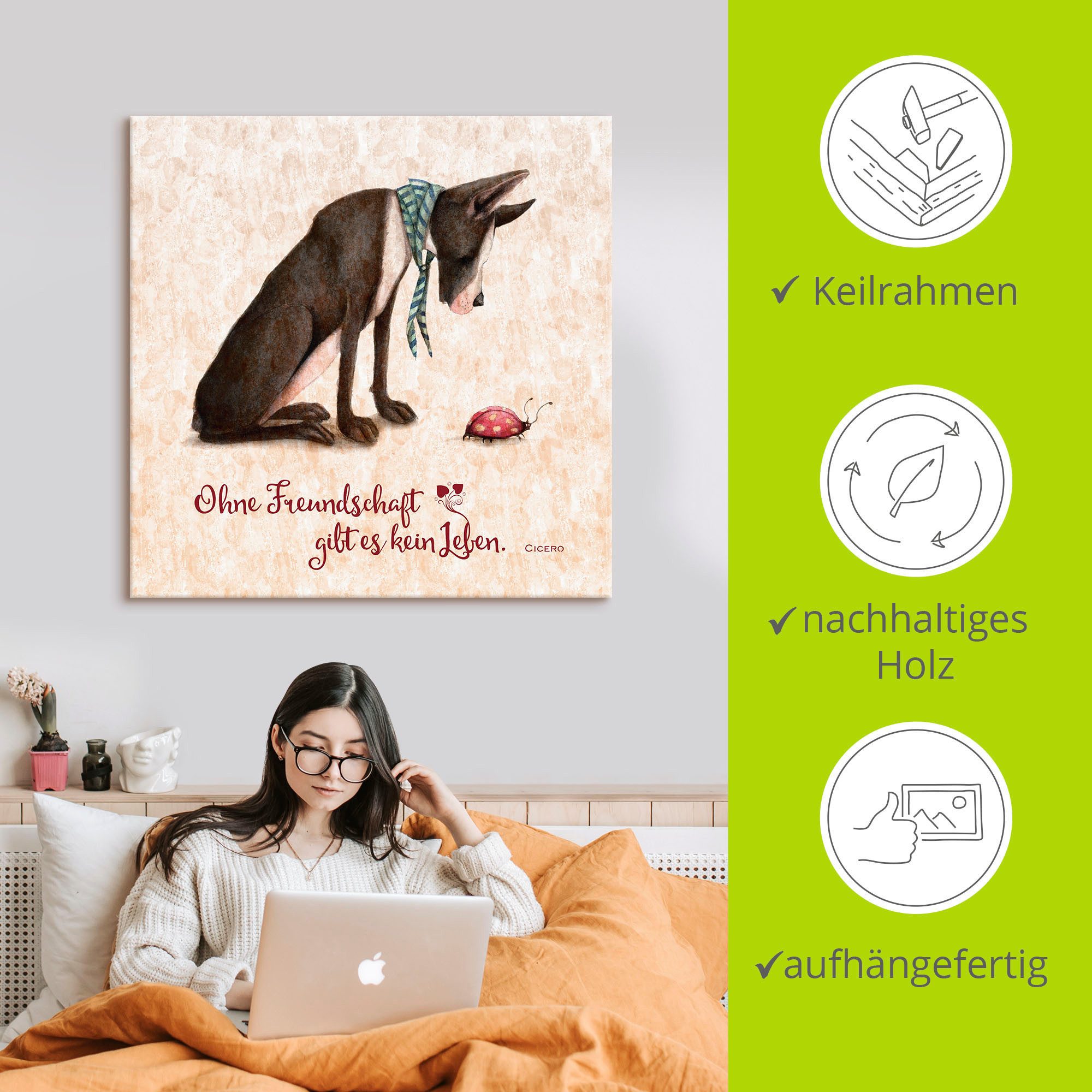 Artland Artprint Levenswijsheid vriendschap als artprint van aluminium, artprint voor buiten, artprint op linnen, poster in verschillende maten. maten