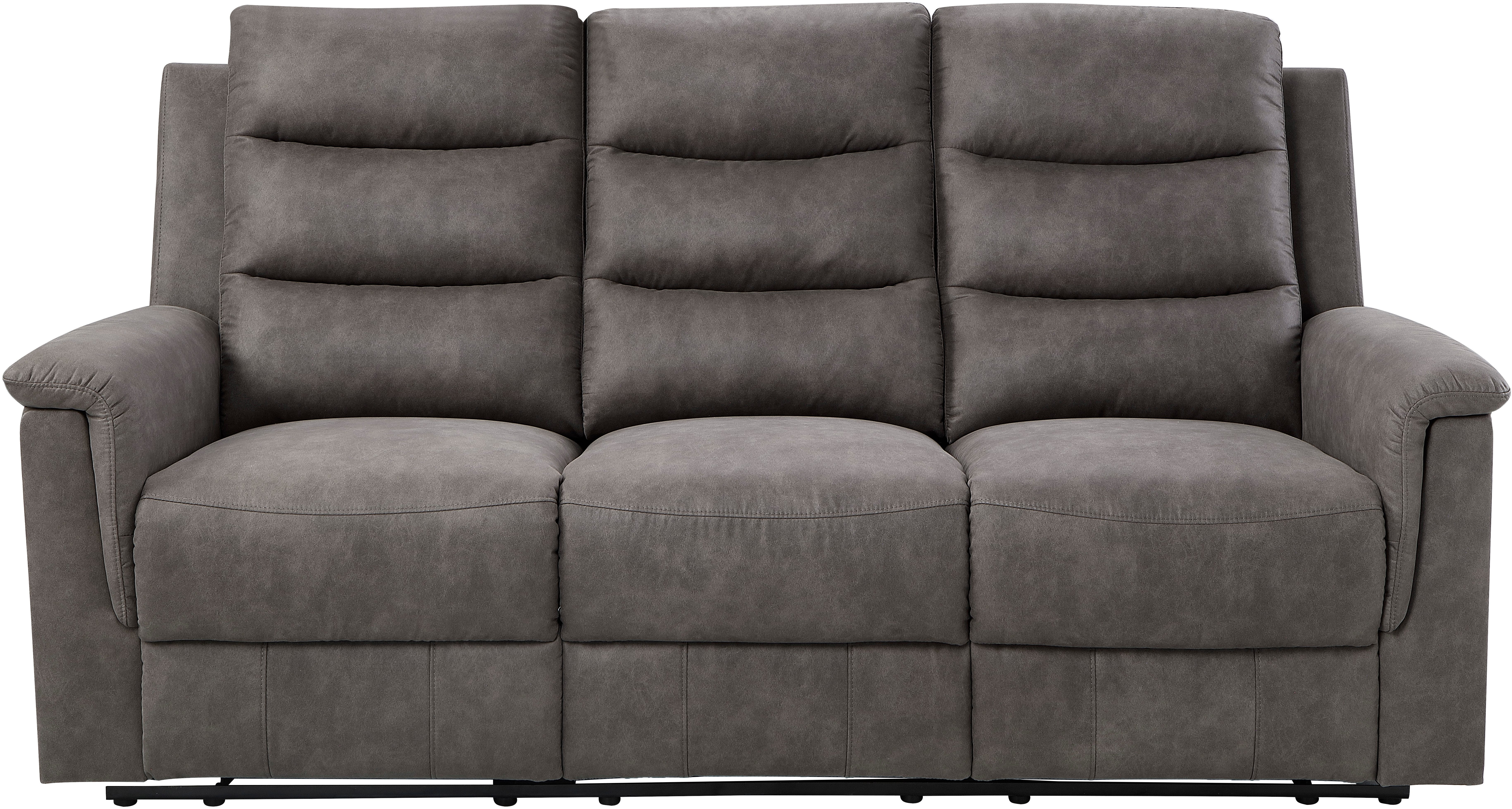 ATLANTIC home collection 3-zitsbank Cliff met 2 relaxfuncties Pocketvering en bekerhouders in opklapbare middenconsole grijs, 3-zitsbanken