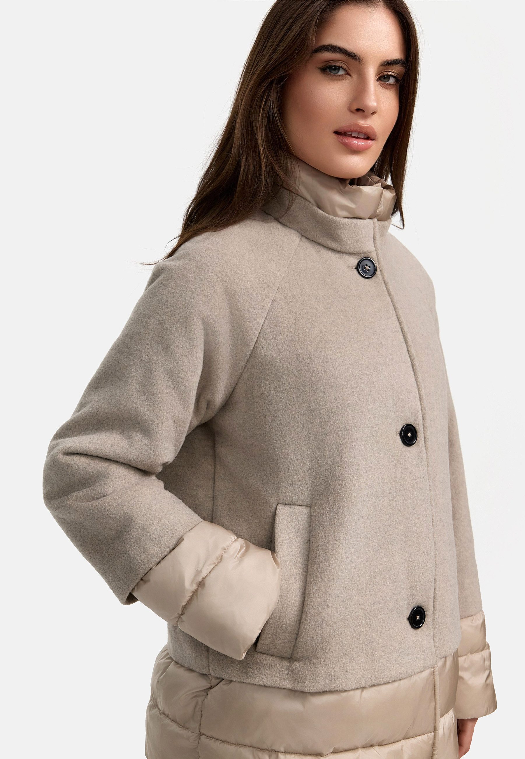 MANISA Winterjack met modieuze materiaalmix en wol