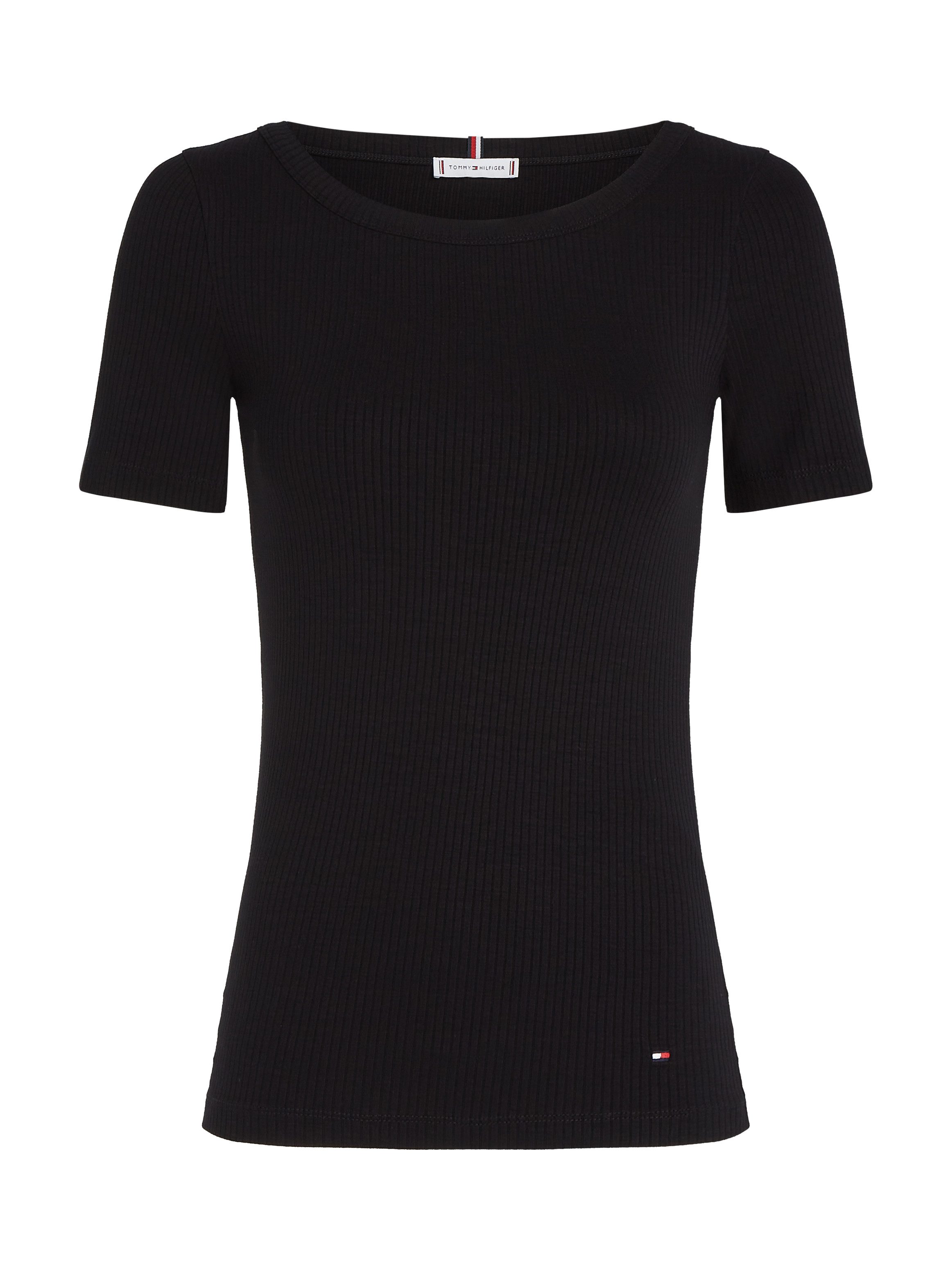 Tommy Hilfiger Shirt met ronde hals SLIM 5X2 RIB O-NK SS met discreet geborduurd tommy hilfiger logo