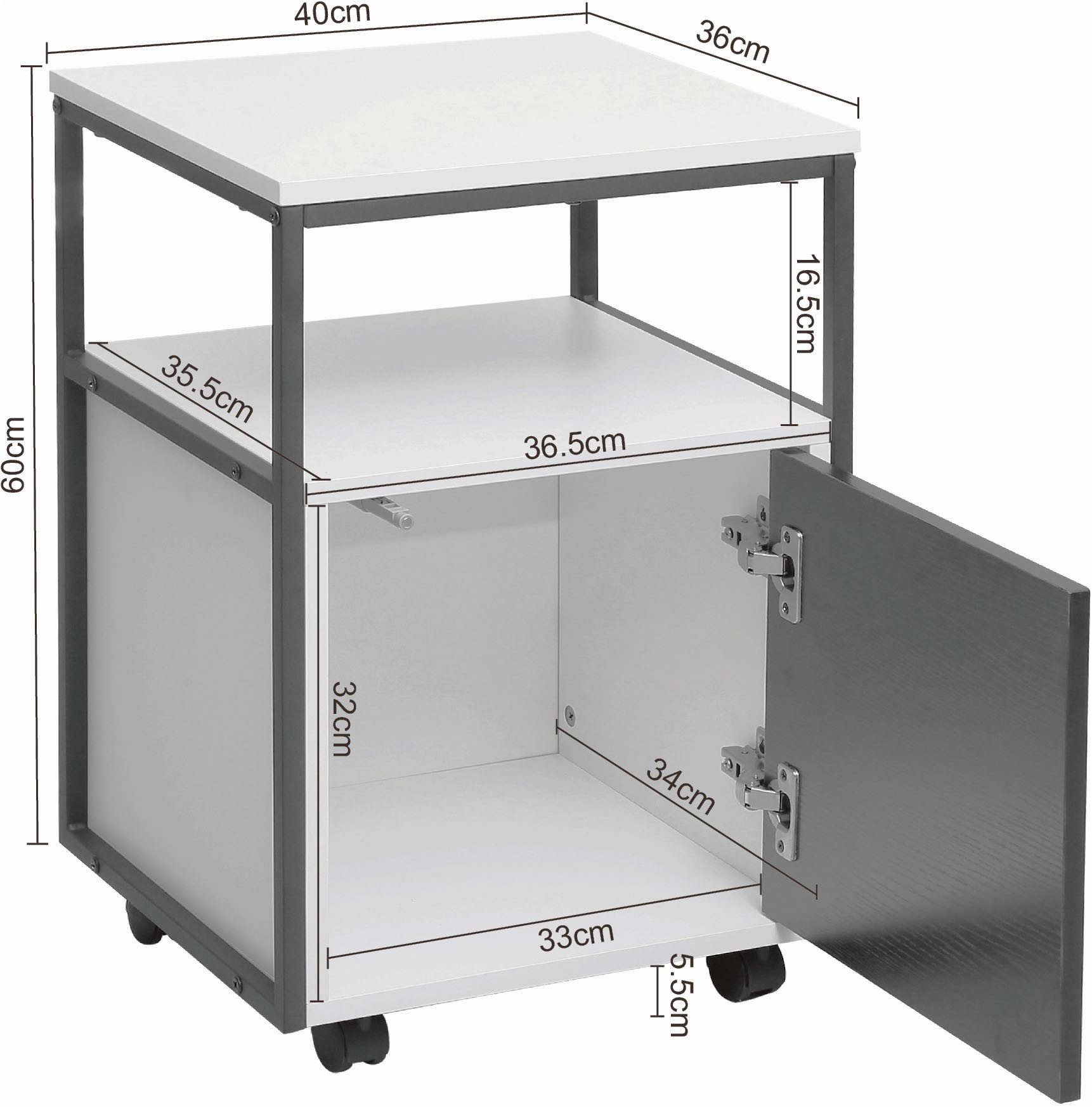 INOSIGN Kastje op wieltjes Korpo Metalen frame, push-to-open, vergrendelbare wielen, breedte 40 cm