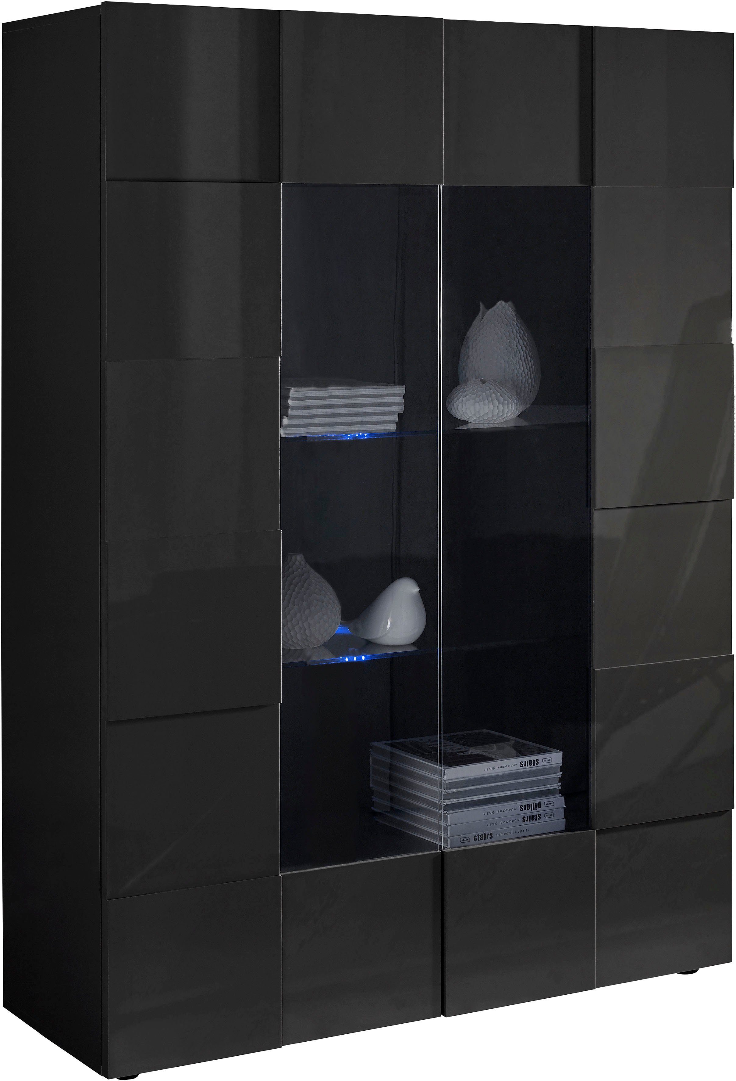 INOSIGN Vitrinekast Dama Hoogte 166 cm, Breedte 121 cm, Opberg vitrinekast met 2 deuren Staande vitrine - front in 3D-uiterlijk, veel opbergruimte, verschillende kleuren