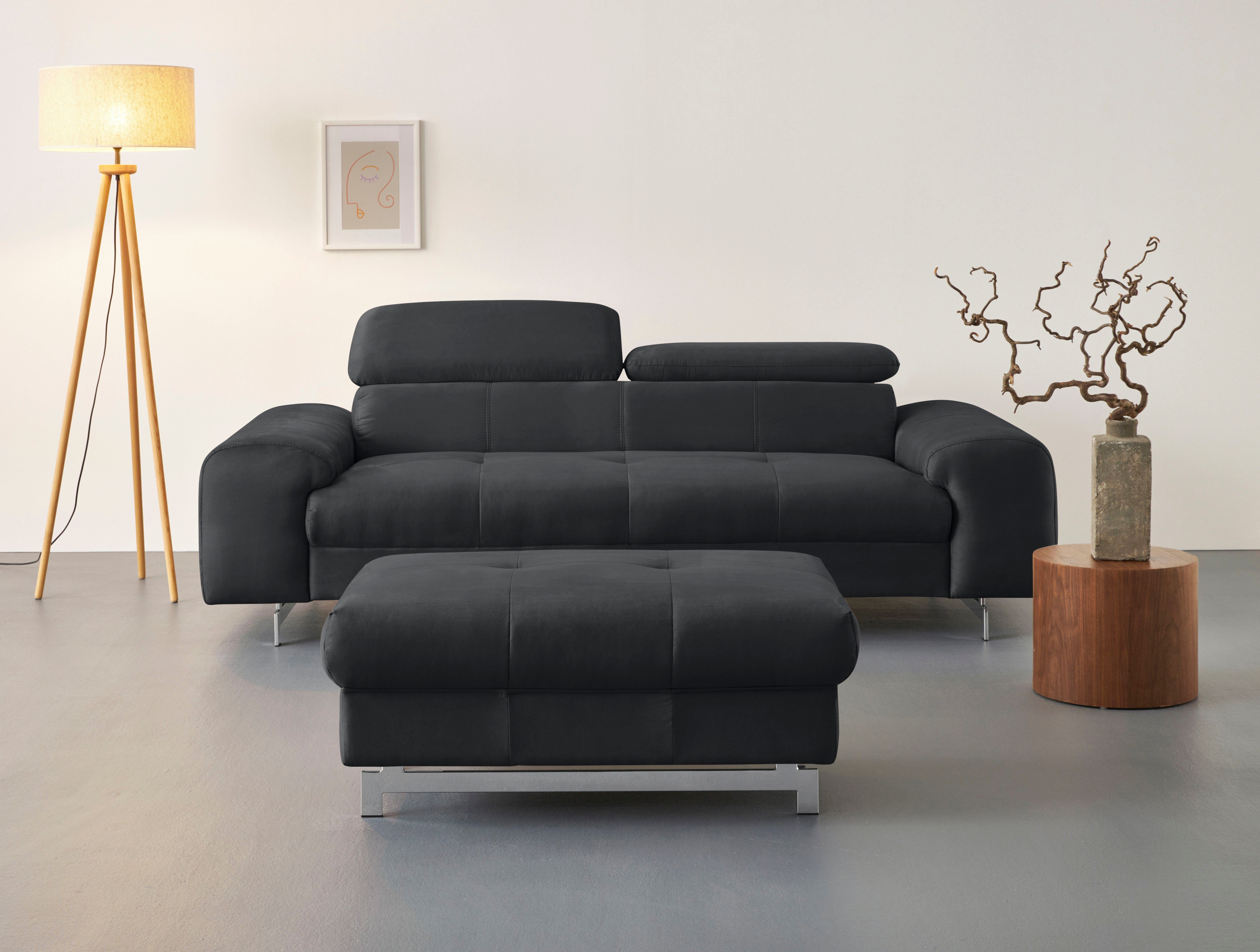 COTTA 3-zitsbank Chef Big-sofa met verstelbare rugleuning, elegante metalen poten