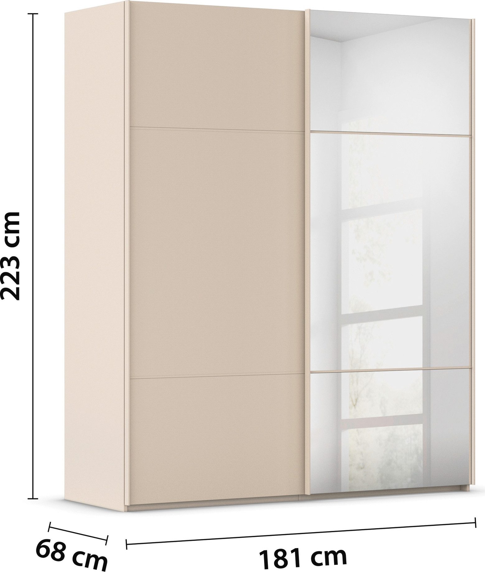 rauch Schuifdeurkast Kledingkast kast garderobe slaapkamerkast SCALE-TRIO edel drievoudig front met 2 sierlijsten en spiegel made in germany