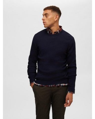 NU 20% KORTING: SELECTED HOMME Trui met ronde hals SLHBERG CABLE CREW NECK NOOS