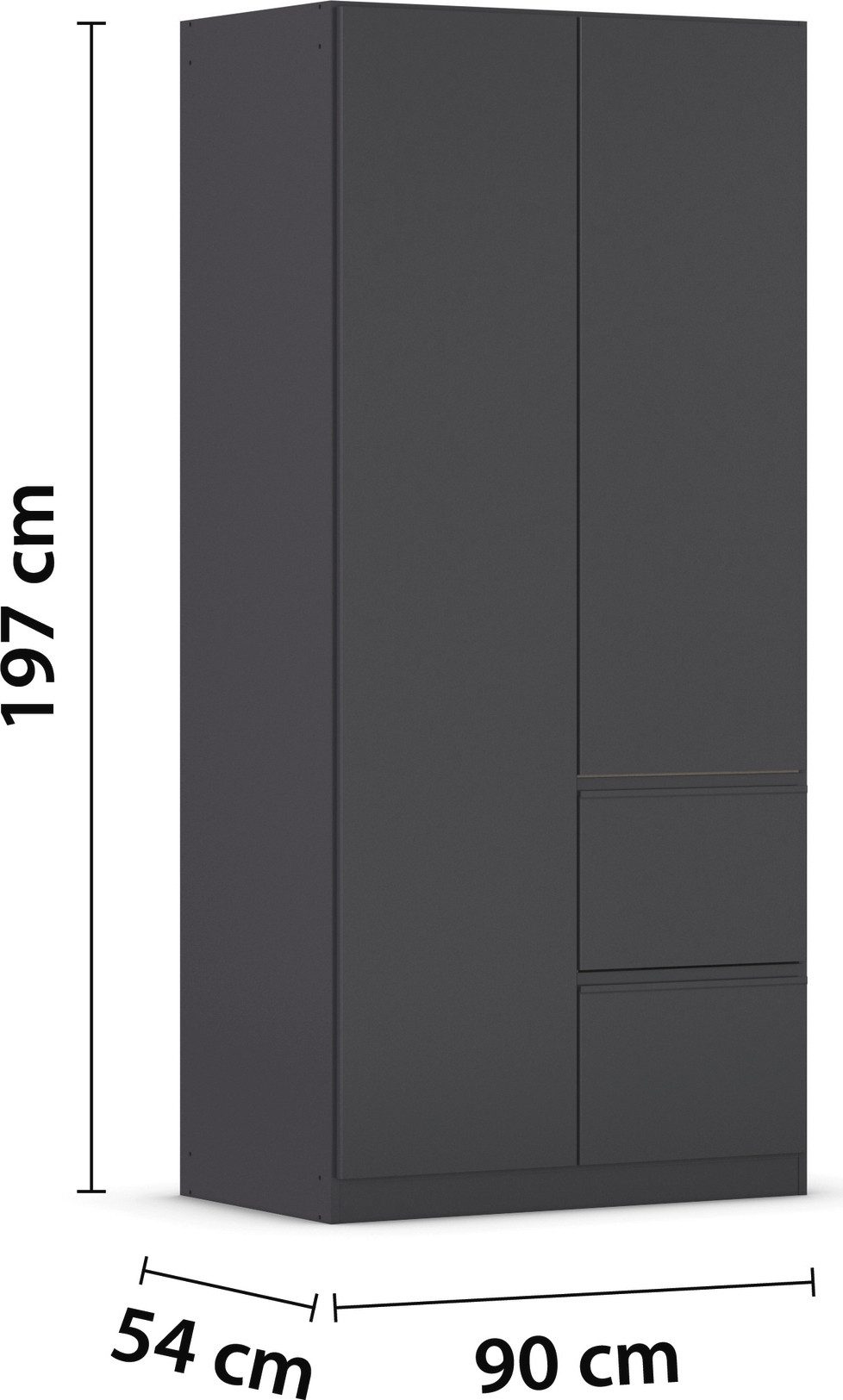 rauch Draaideurkast Kledingkast Kast Garderobe Wasmand COSTA Breedte 91 cm greeploze front met push-to-open functie MADE IN GERMANY