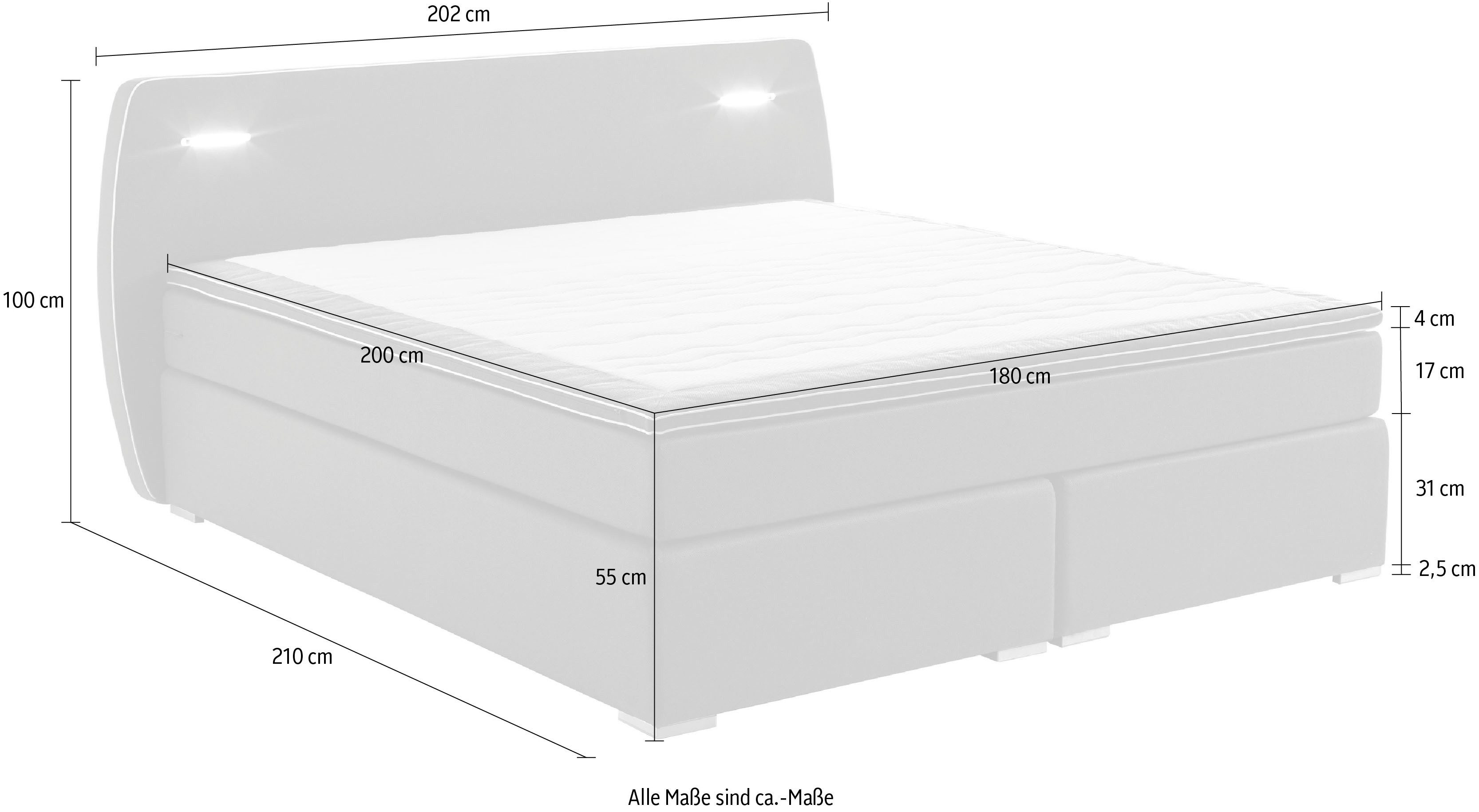 ATLANTIC home collection Boxspring REX led inclusief ledverlichting en topmatras