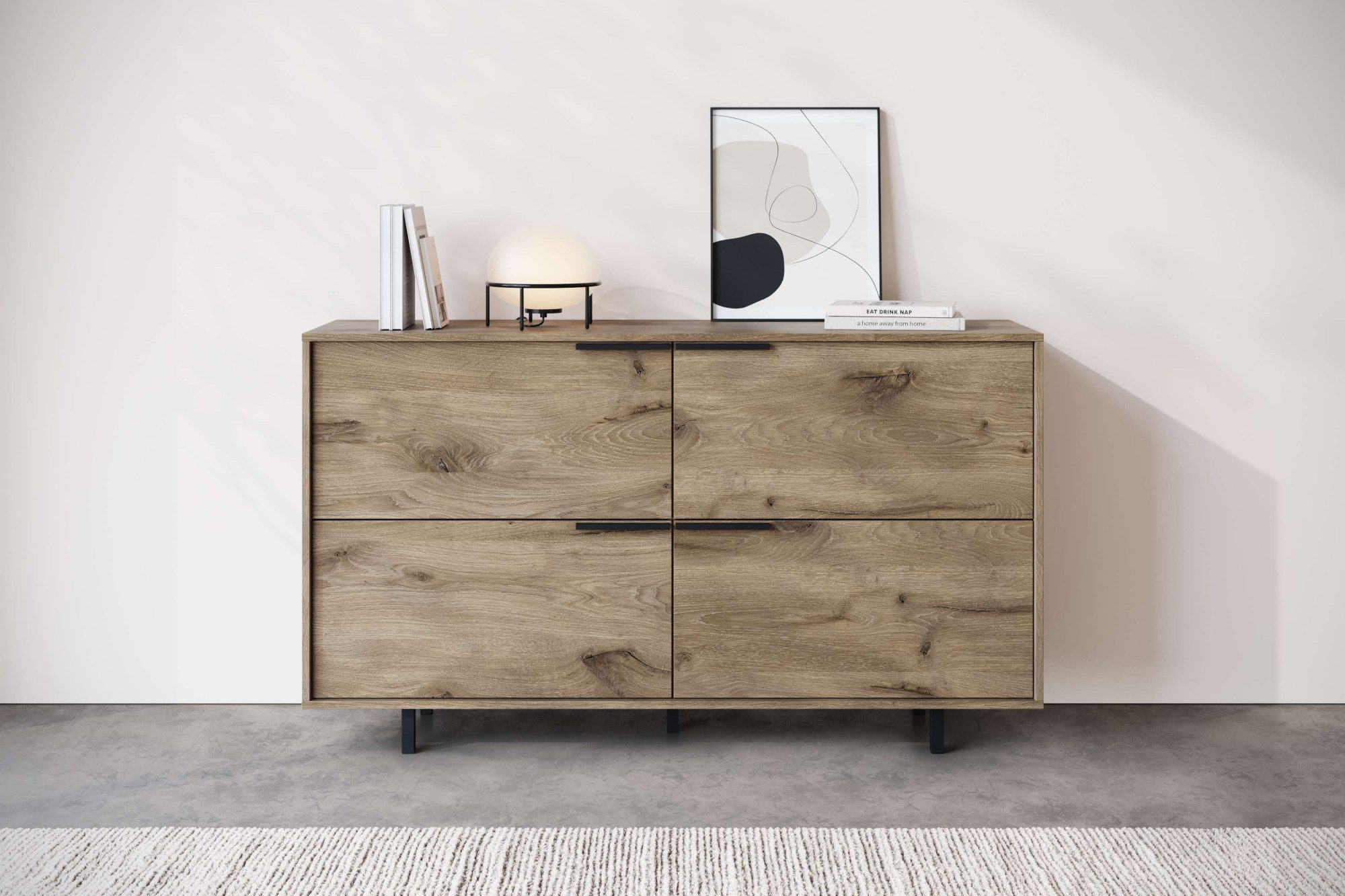 INOSIGN Dressoir Dinant Commode, met 4 kleppen, breedte 150 cm dressoirs bruin