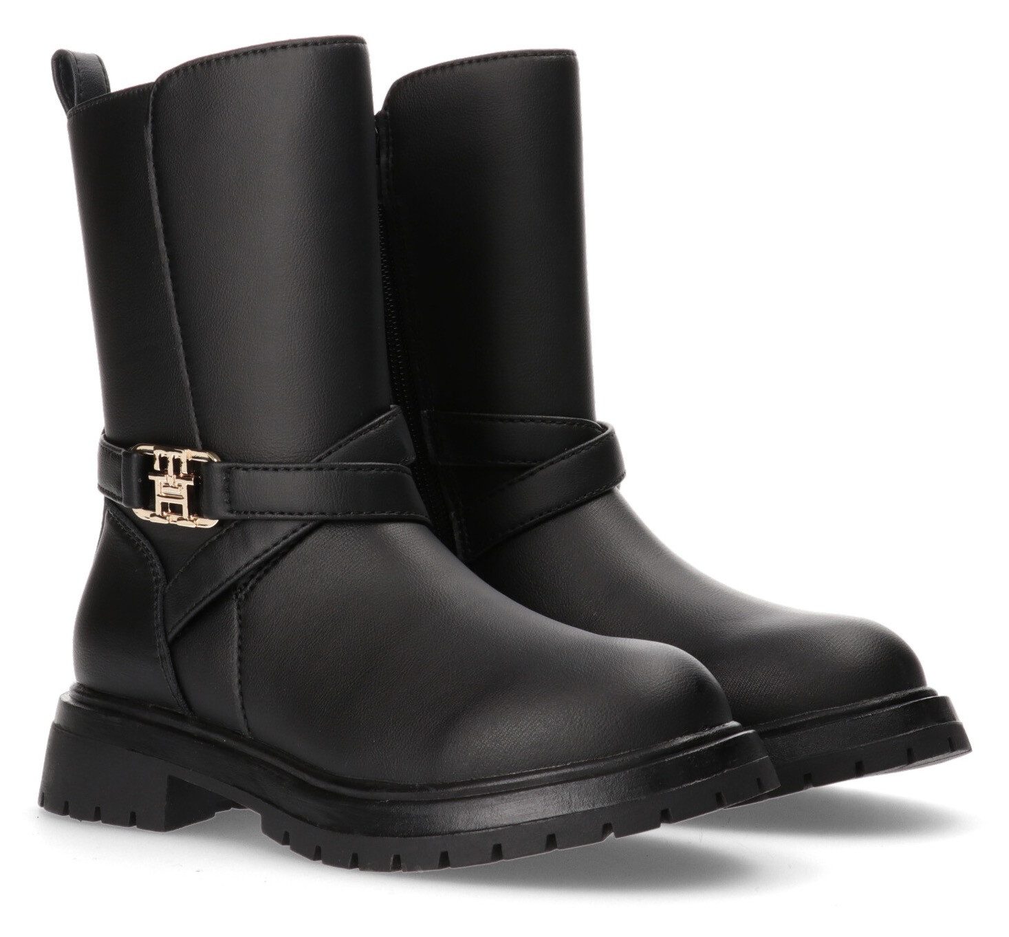 Tommy Hilfiger Bikerboots Chelsea boots, laarzen, winterlaarzen met gouden logo-embleem