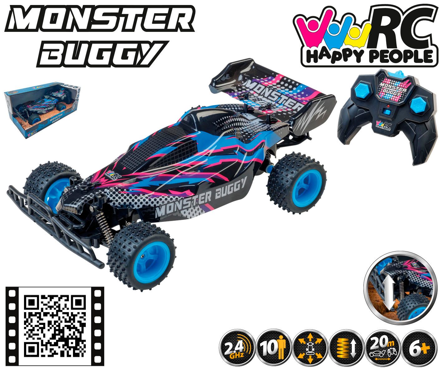 Happy People Radiografisch bestuurbare buggy Monster Buggy met afstandsbediening