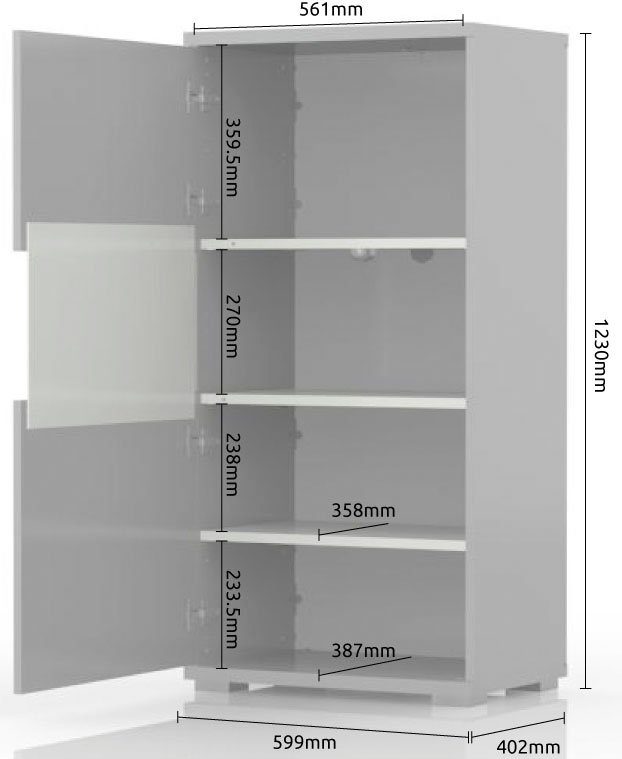 Places of Style Vitrinekast Piano UV-gecoat, soft close-functie