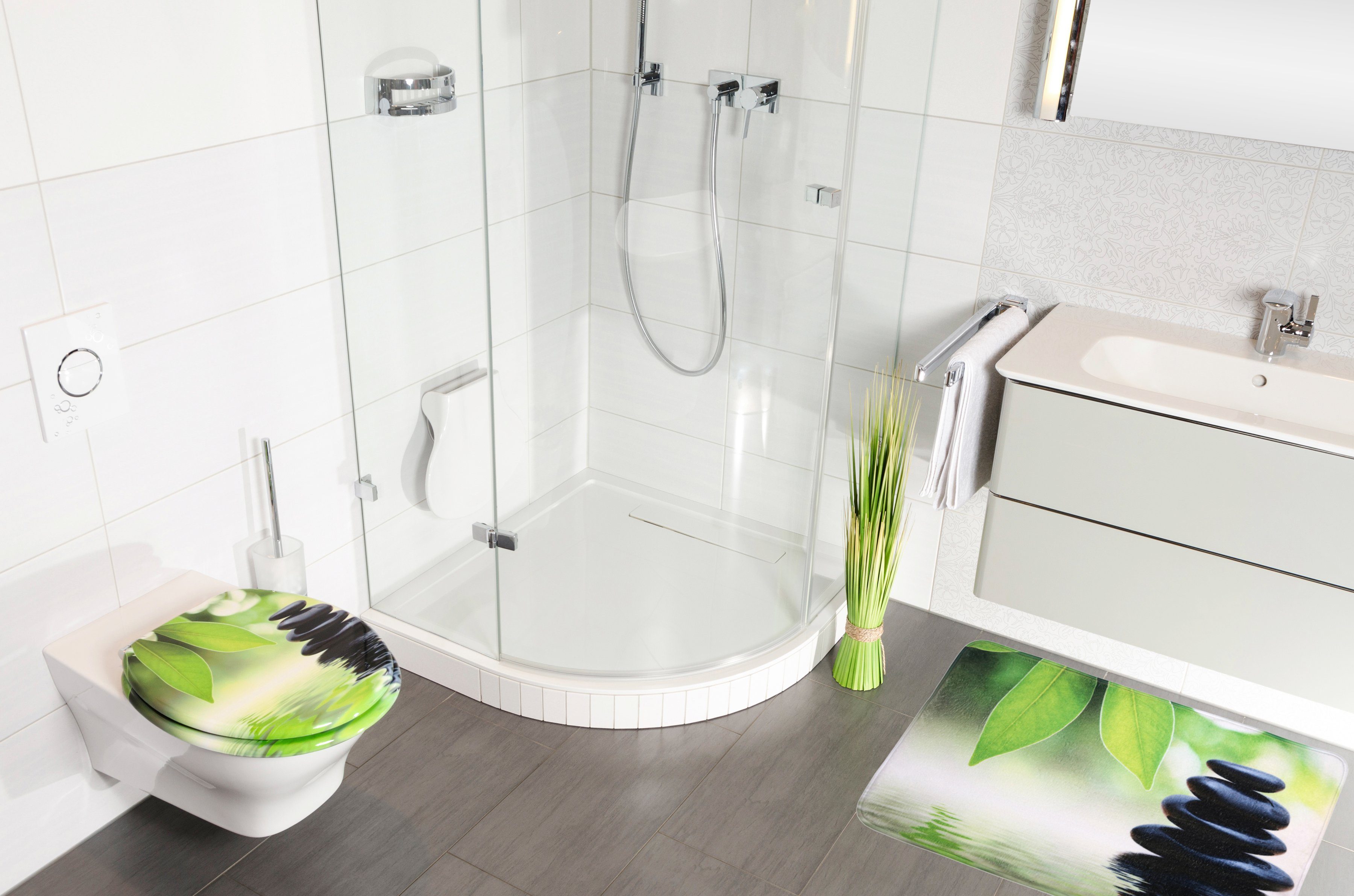 Sanilo Set badkameraccessoires Harmony bestaand uit toiletzitting, badmat en wastafelplug (complete set, 3-delig)