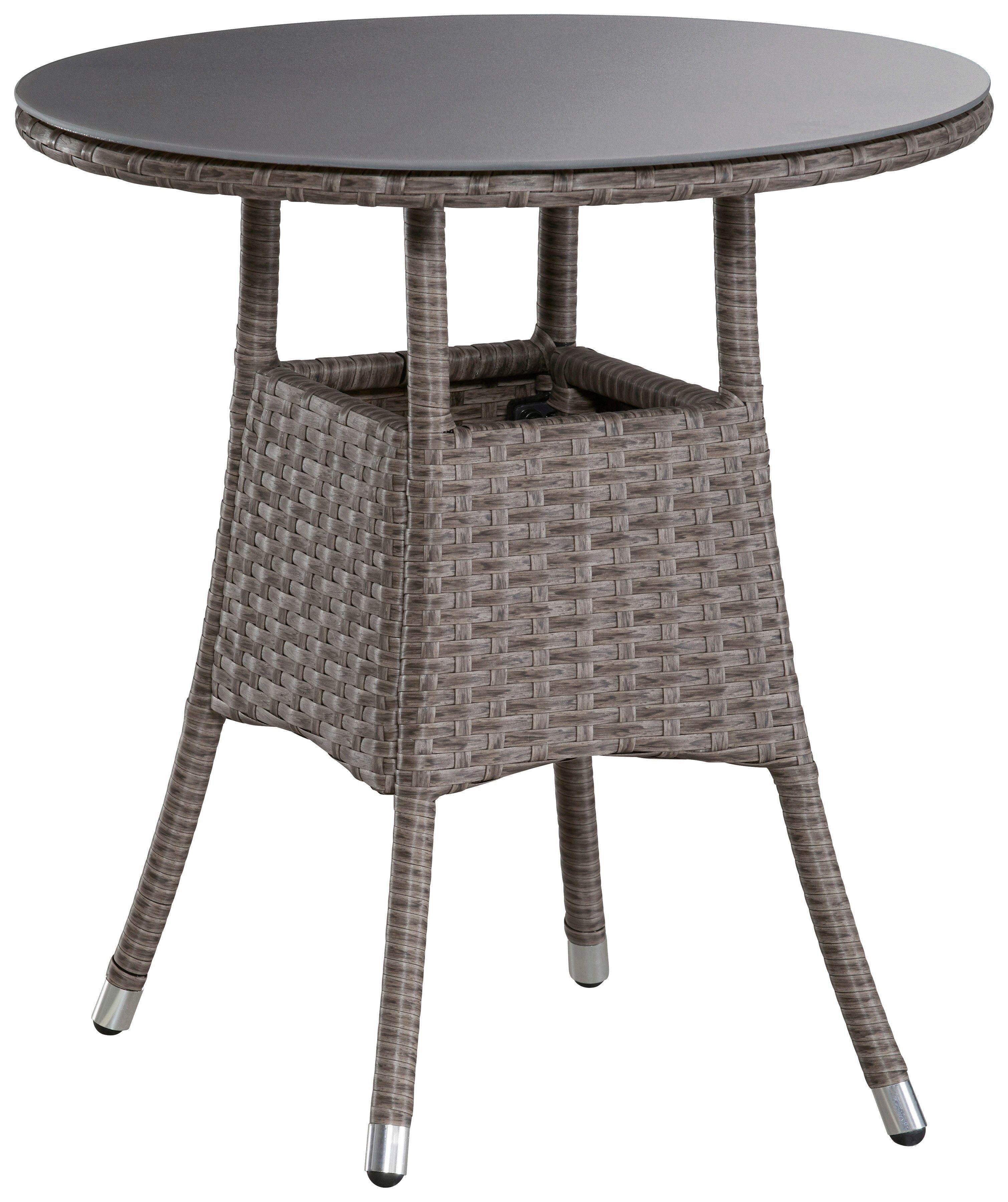 KONIFERA Tuin-eethoek Balkonset "Mailand" Polyrattan, tafelblad van veiligheidsglas, verzinkt staal (set, 7-delig)