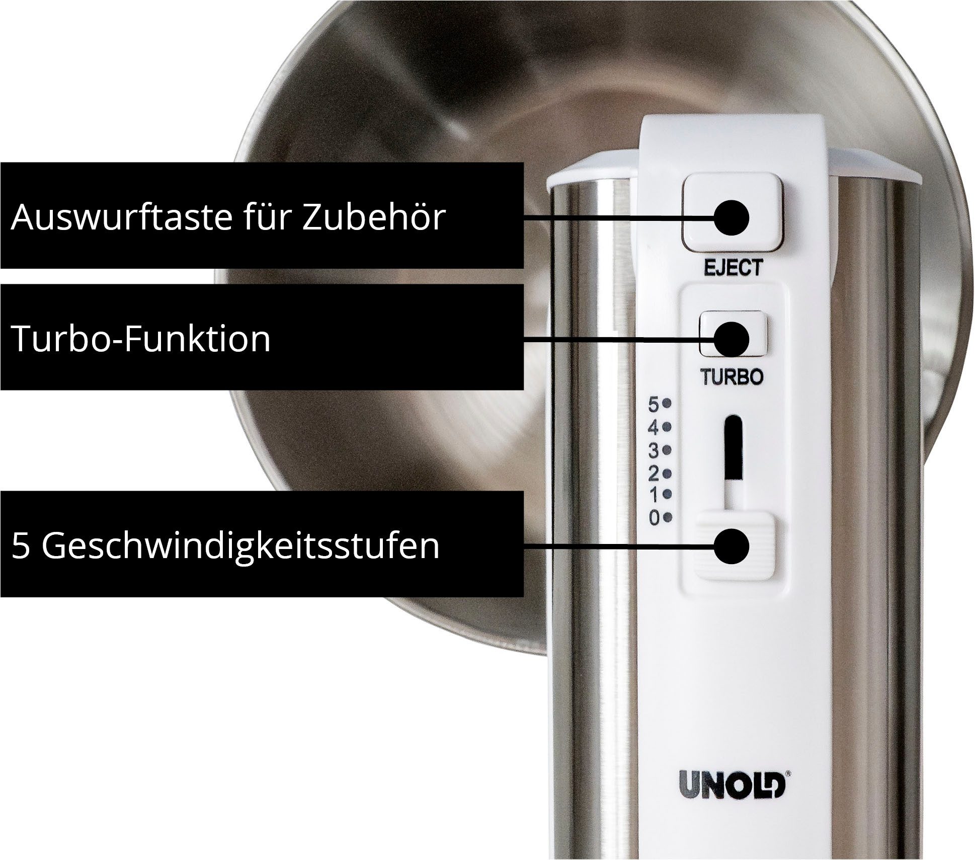 Unold Handmixer 78720 mit Rührschüssel Hannah