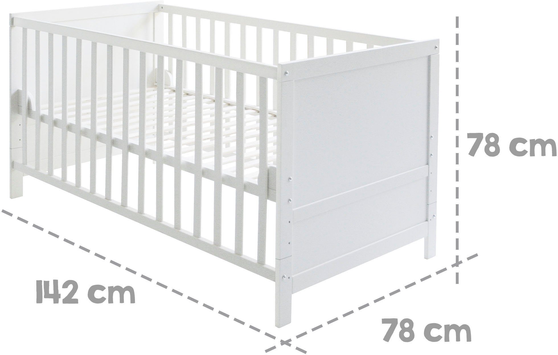 Roba® Compleet bed Magische sterren, wit inclusief ledikantje, matras, lattenbodem, hemelstang met hemel (7-delig)