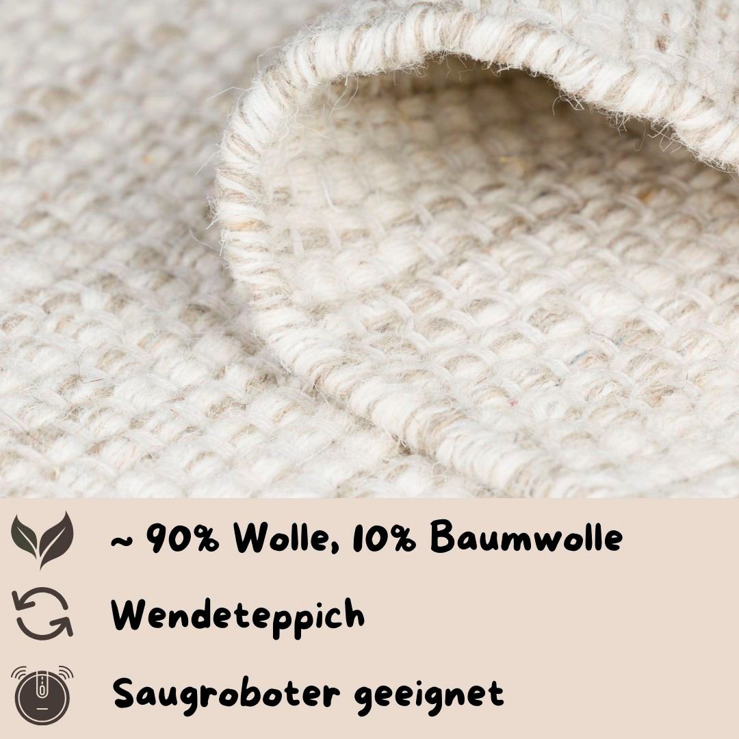 my home Wollen kleed Wolldroom Passie Veranderbaar tapijt, handgeweven, gemêleerde uitstraling, 100% wol, ook als loper