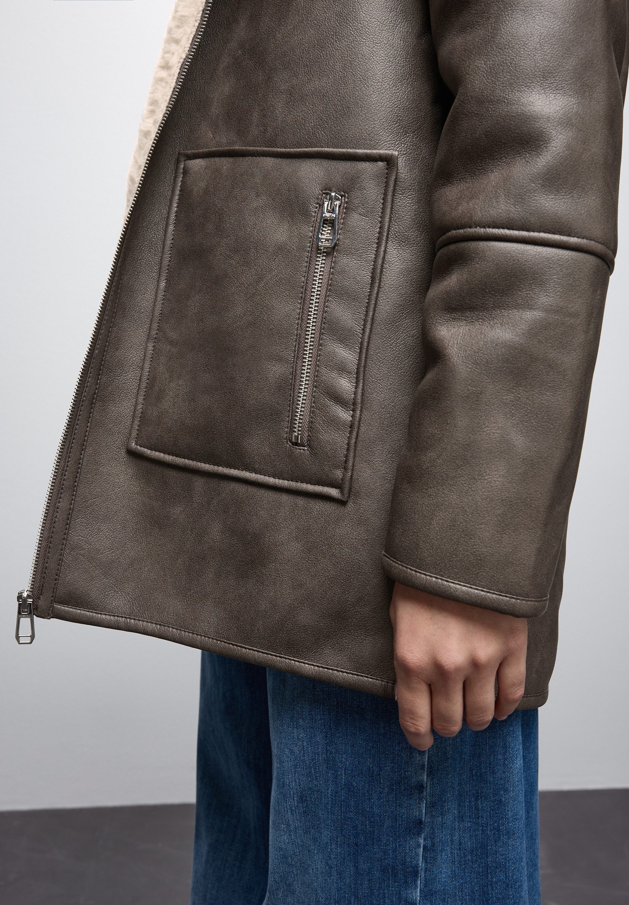 STREET ONE Imitatieleren jack in lederlook en met fake fur details