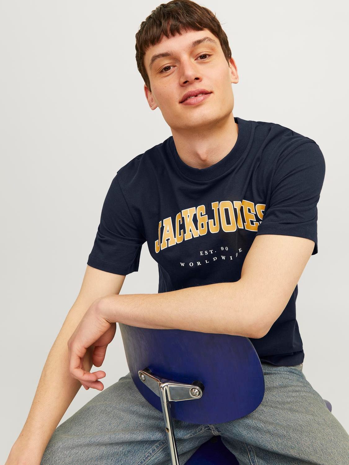 Jack & Jones Shirt met ronde hals JJECALEB VARSITY TEE SS O-NECK NOOS