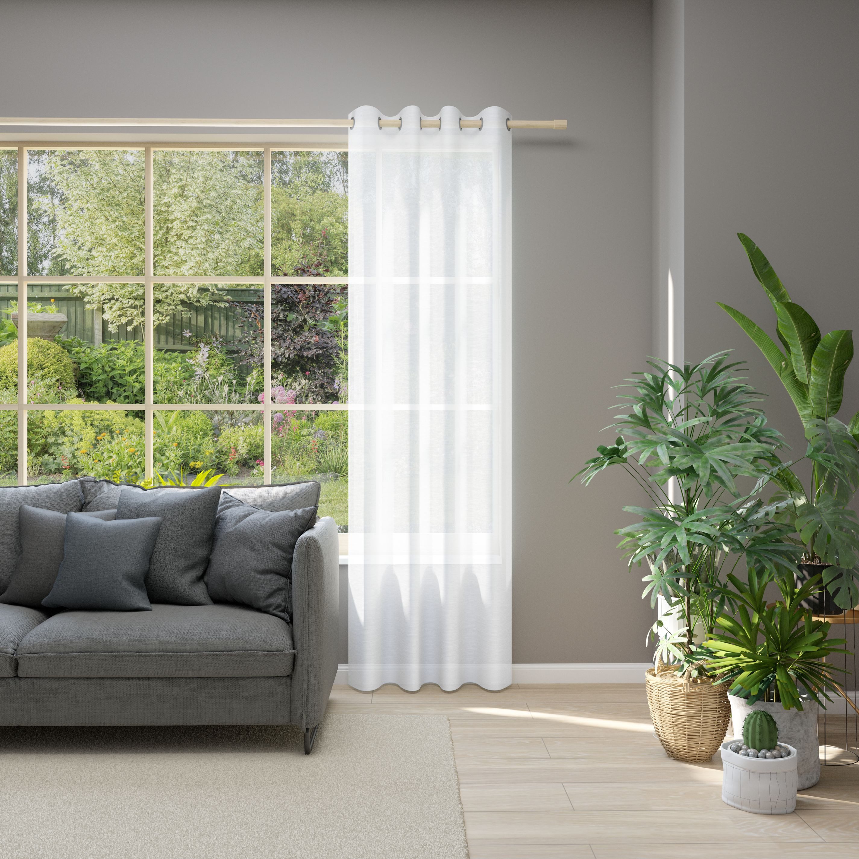 Neutex for you! Gordijn Allure HxB: 245x140, oogjesgordijn met metalen oogjes (1 stuk) kant & klaar gordijnen maat hxb: 245x140 cm wit