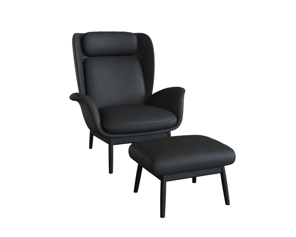 FLEXLUX Oorfauteuil Padova Stijl & comfort, organische vorm, geïntegreerde lendensteun, zwarte voet fauteuils zwart