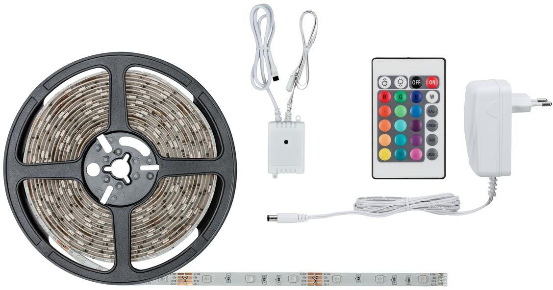 Paulmann Led-strepen FN SimpLED Strip Set 5m, RGB 20W, 230/12V, DC, Wit metaal, Kst (1 stuk)