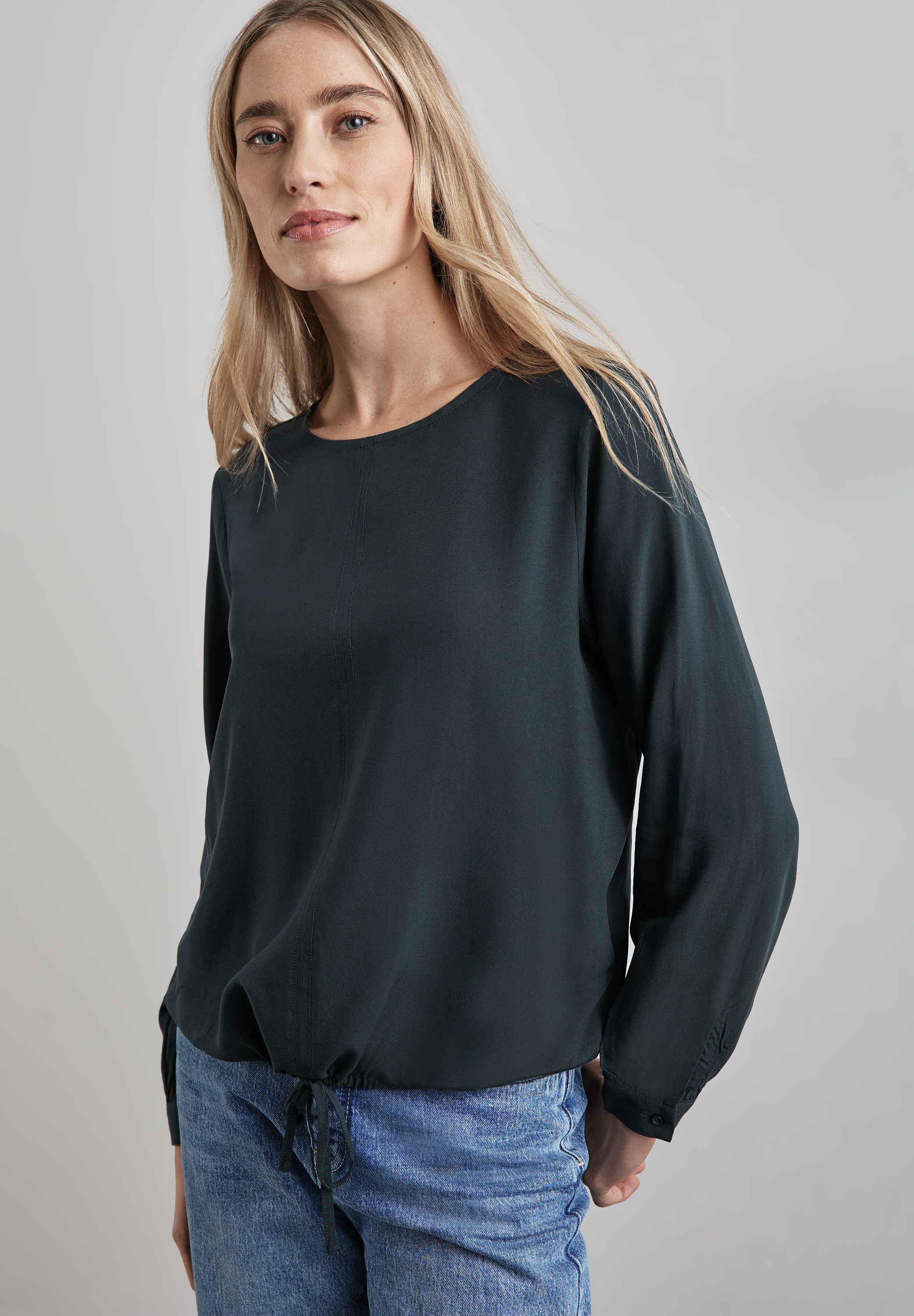 STREET ONE Blouse met lange mouwen met een rijgkoord