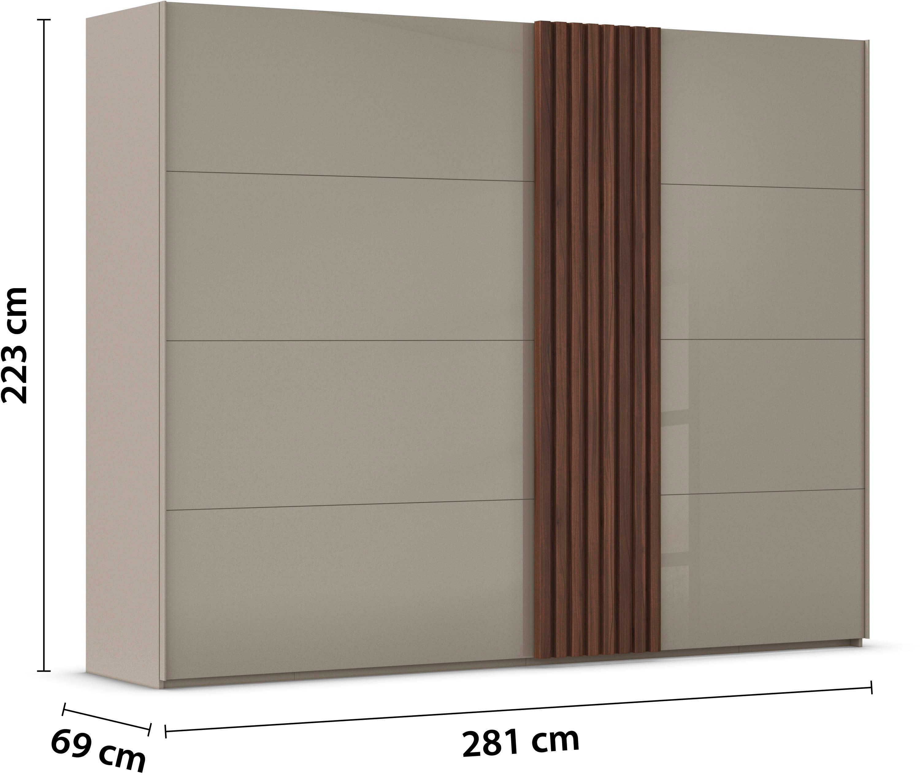rauch Schuifdeurkast Kledingkast kast garderobe linnenkast TEGIO met hoogwaardige houtdecoratie en glazen front made in germany