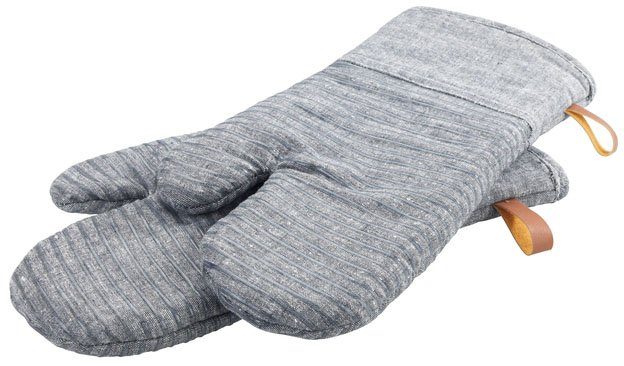 WENKO Ovenwanten Model Ada Stripes met katoenen binnenkant, 1 paar, grijs (set, 2-delig)