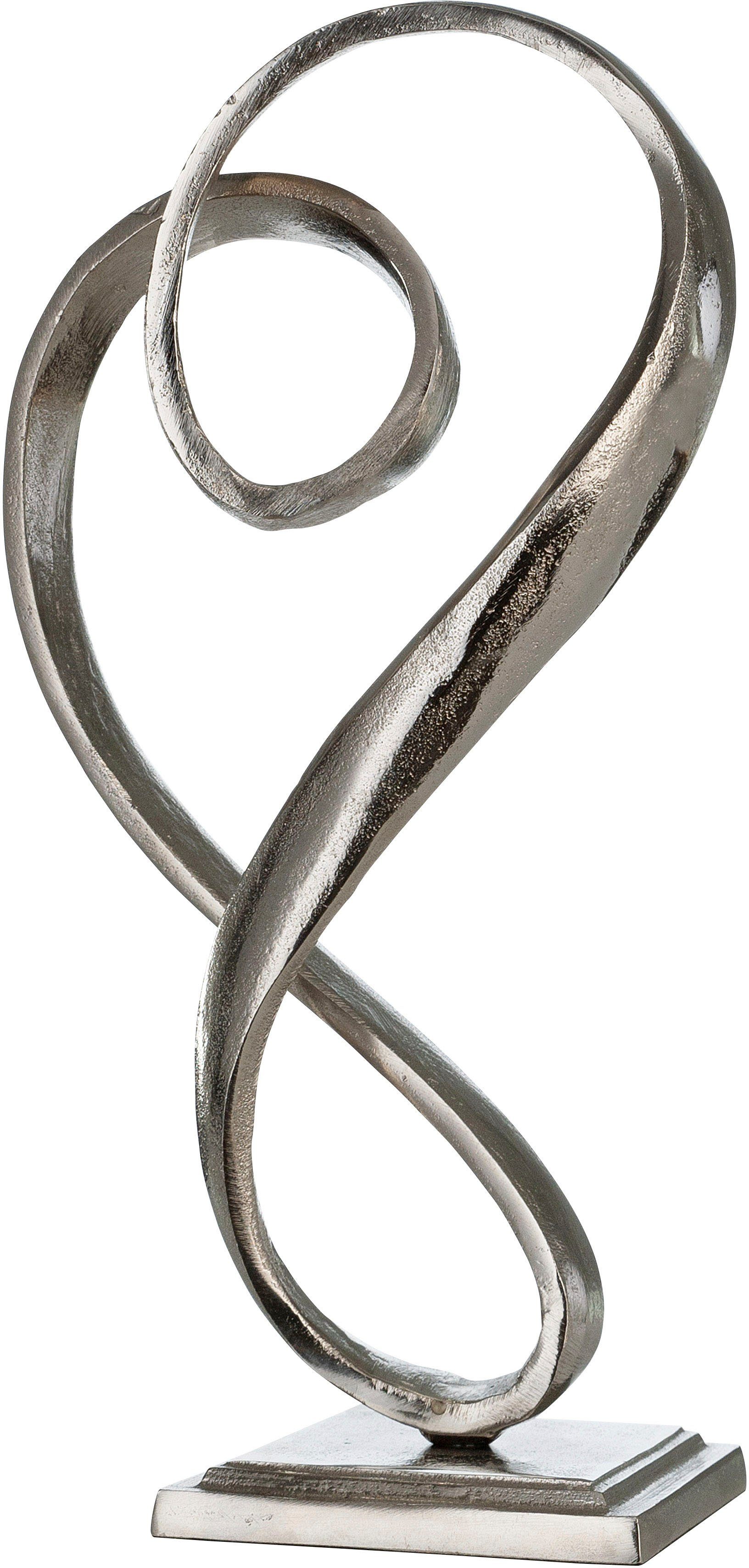 Casablanca by Gilde Decoratief figuur Sculptuur Curved Heart, zilver Decoratief object, van metaal, hoogte 33 cm, hartvorm, antiek-finish, woonkamer (1 stuk)