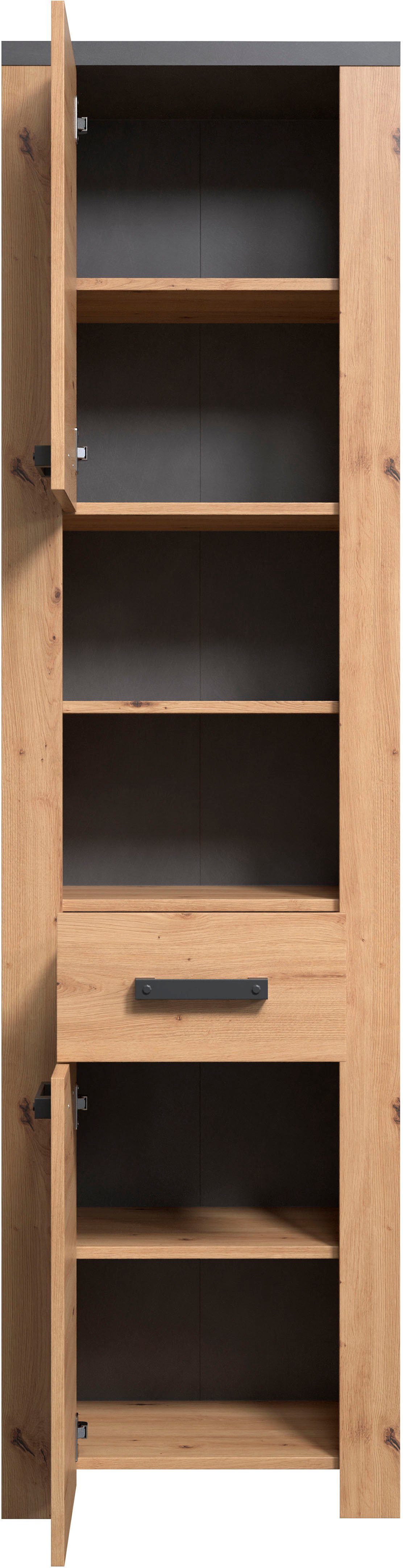 Home affaire Hoge kast Ambres Badkamerkast in matte echt houtlook - afmetingen (B/D/H) 53/35/196 cm (1 stuk)