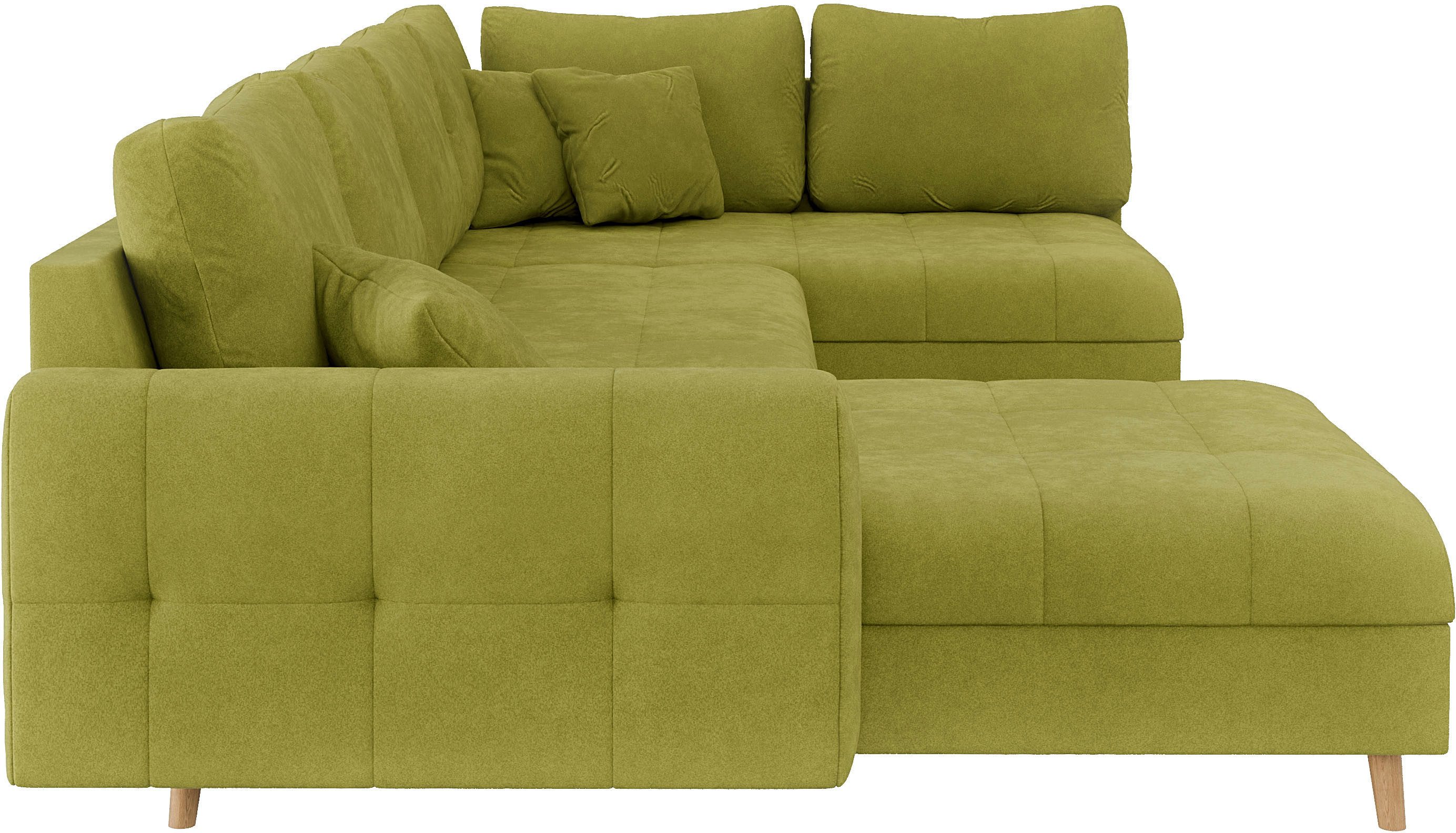 Home affaire Zithoek CHARRE U-vorm met ottomane, afmetingen B/D/H: 310/161/81 cm fijne stiksels, losse rug- en sierkussens, ook in cord en bouclé