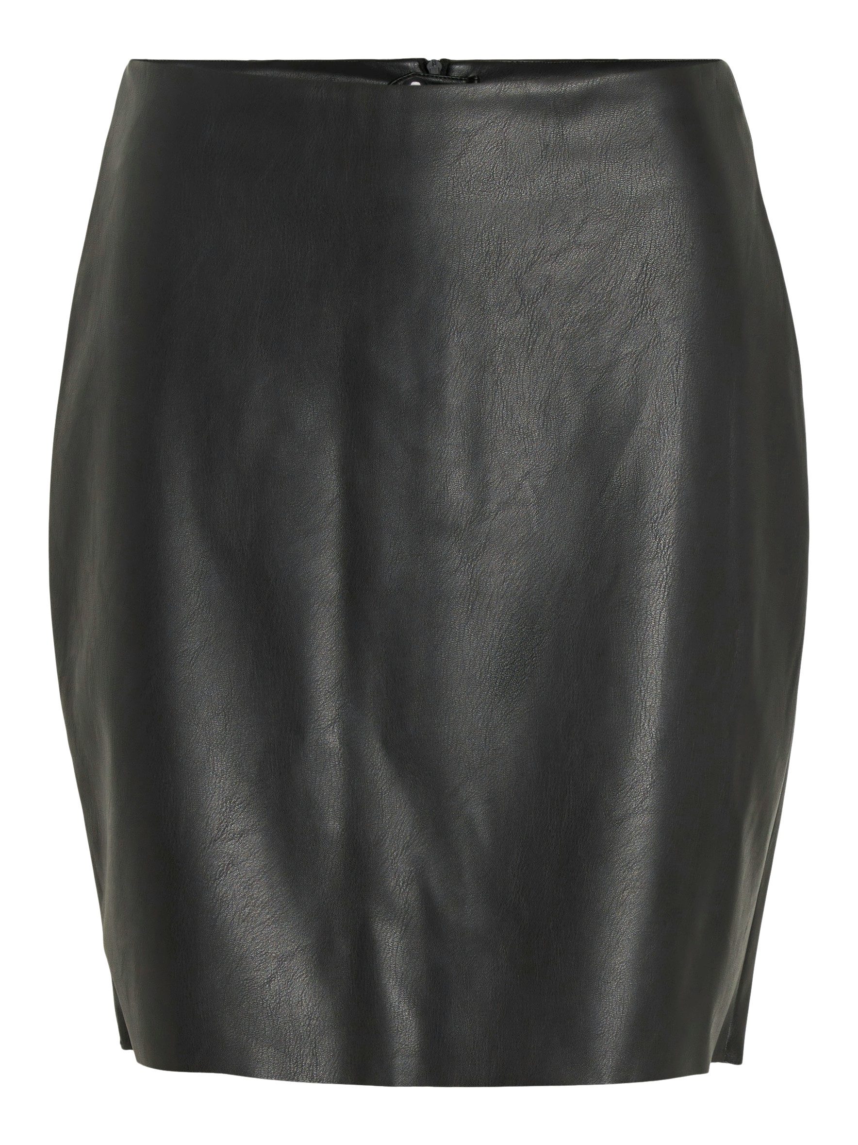 Vila Imitatieleren rok VIDAGMAR HW COATED SKIRT - NOOS