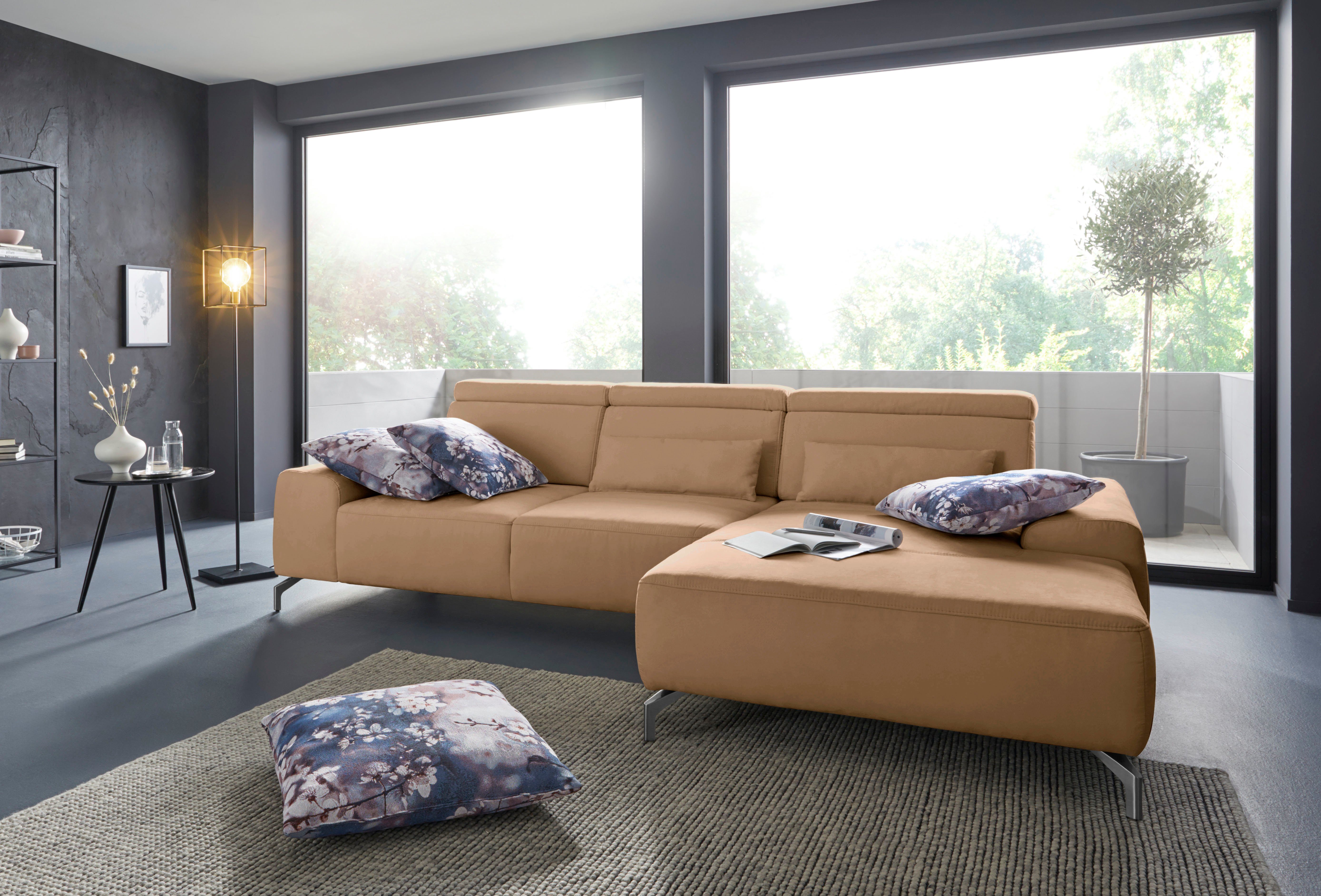 sit&more Hoekbank Gizeh L-vorm Poothoogte 15 cm, inclusief zitdiepteverstelling en verstelbare hoofdsteun