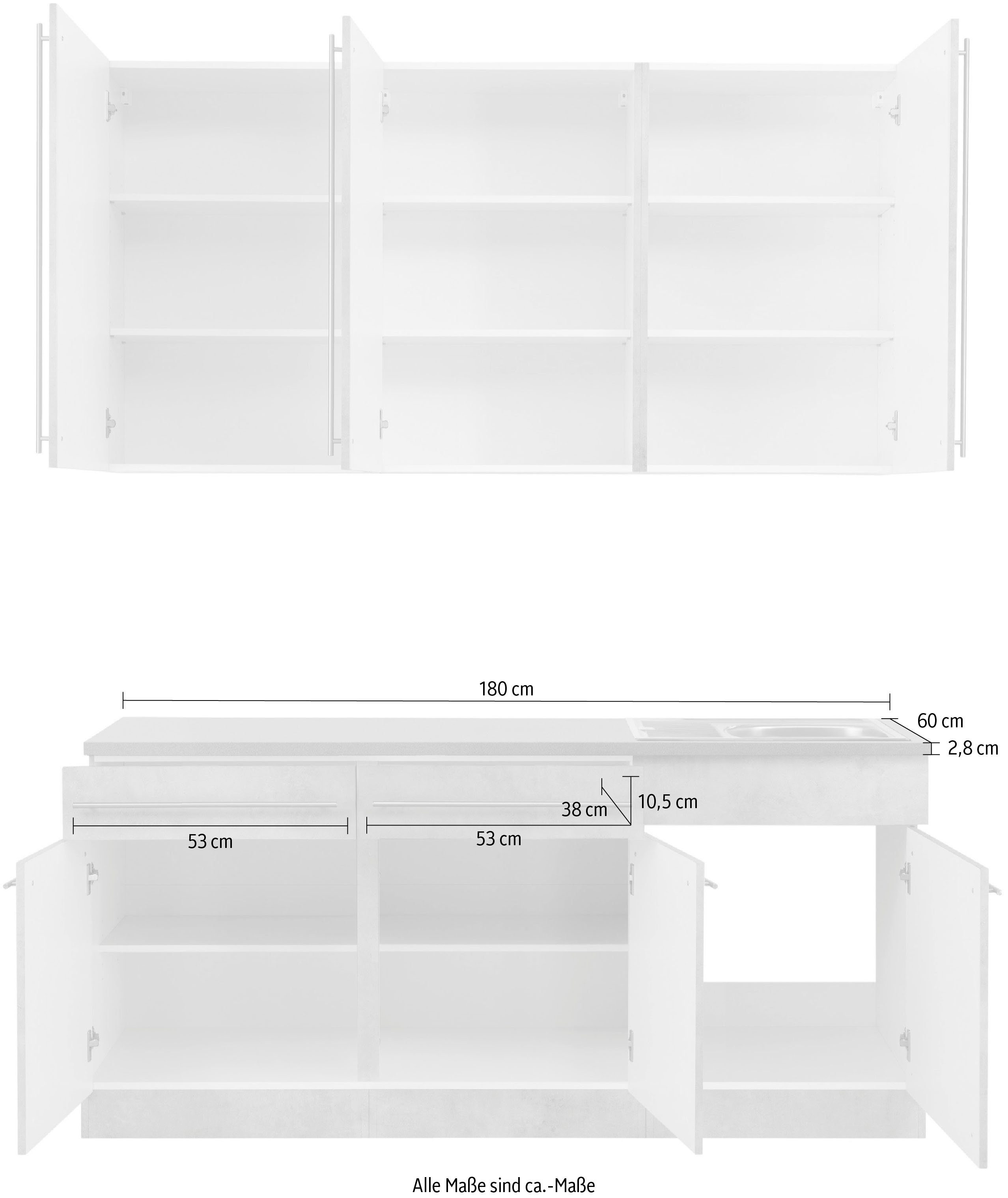 wiho Küchen Keuken Chicago inclusief spoelbak, breedte 180 cm