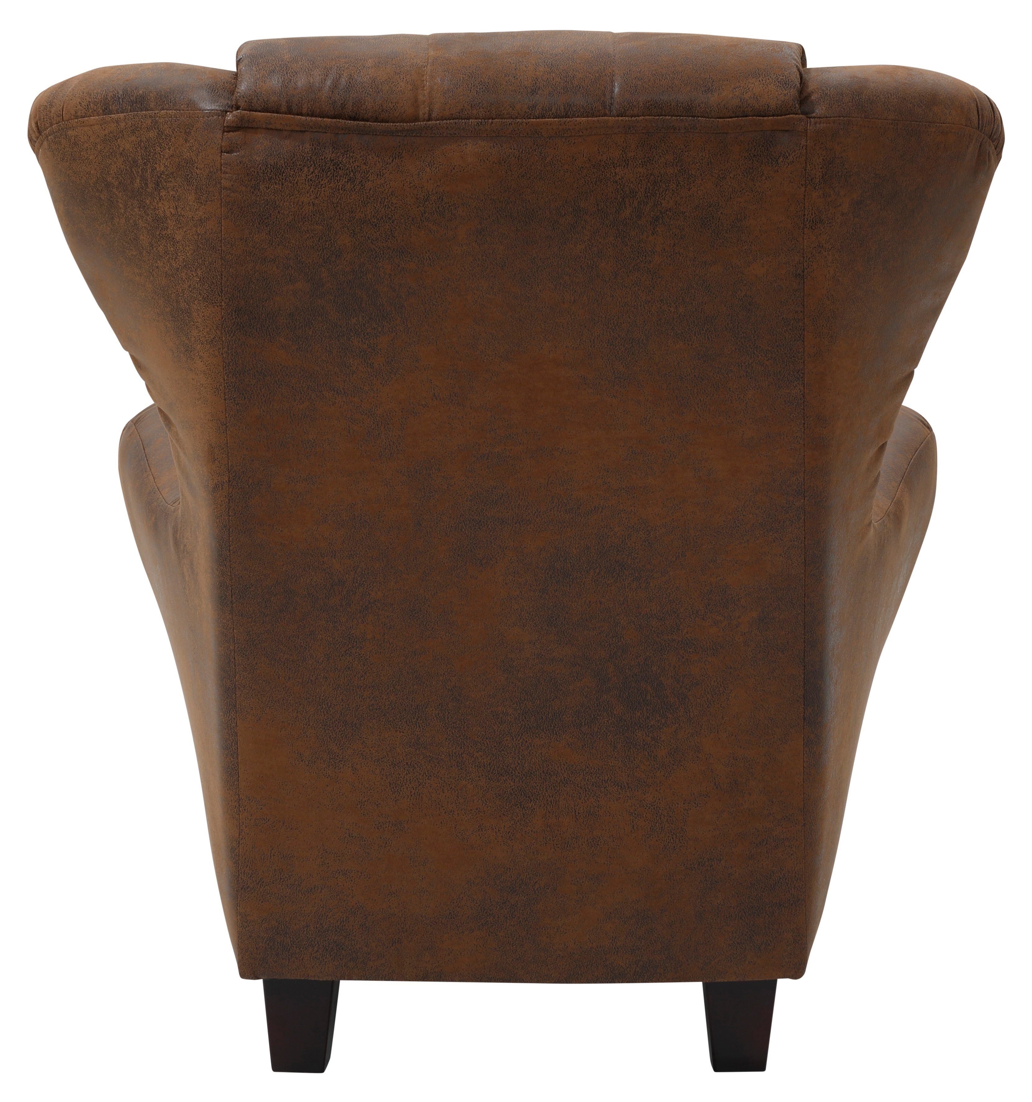 Home affaire Oorfauteuil Alexander incl. hocker, met stiksels, in vele kleuren (2 stuks)