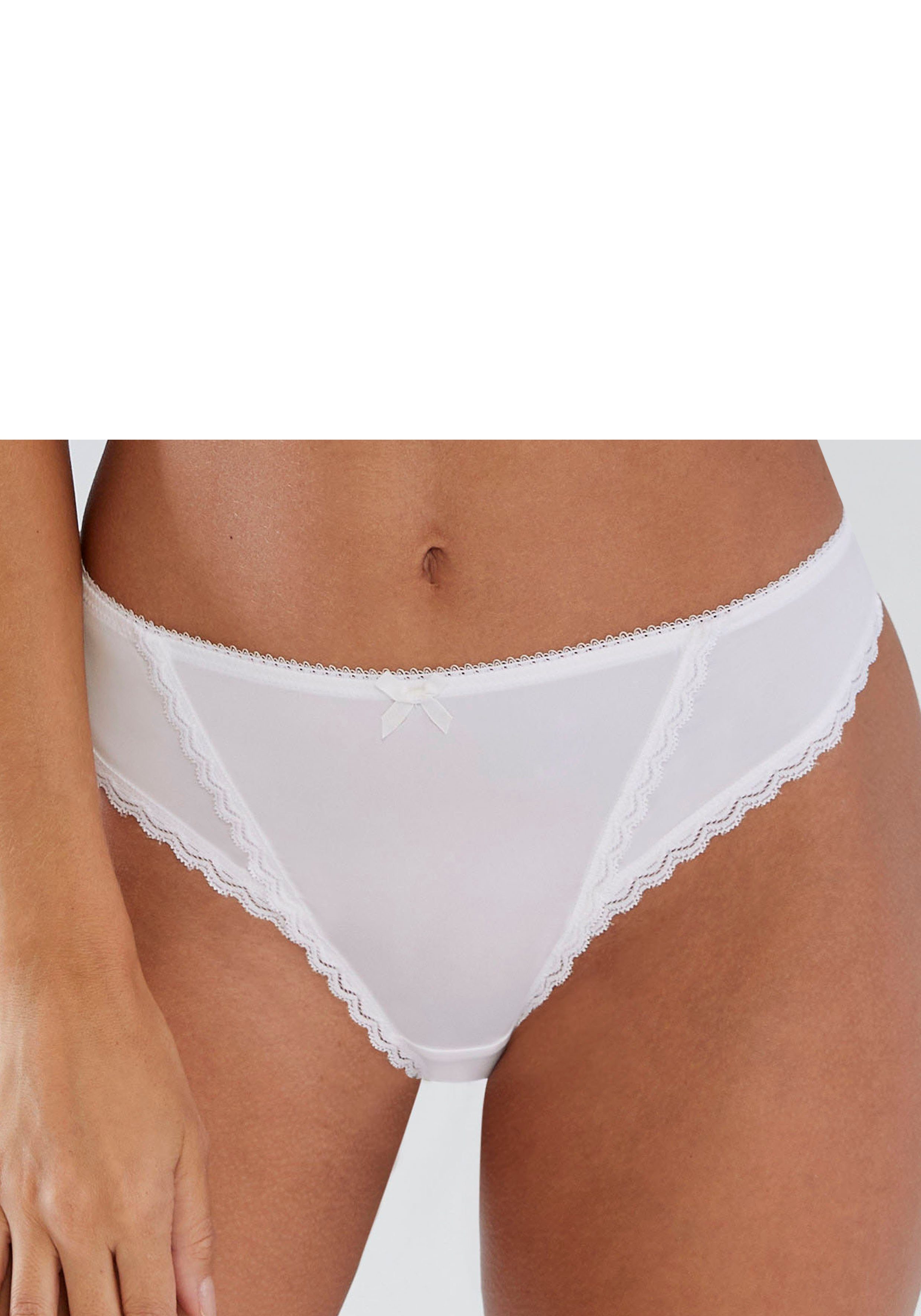 s.Oliver RED LABEL Beachwear String Camille met fijne kanten rand dames strings maat 36/38 wit