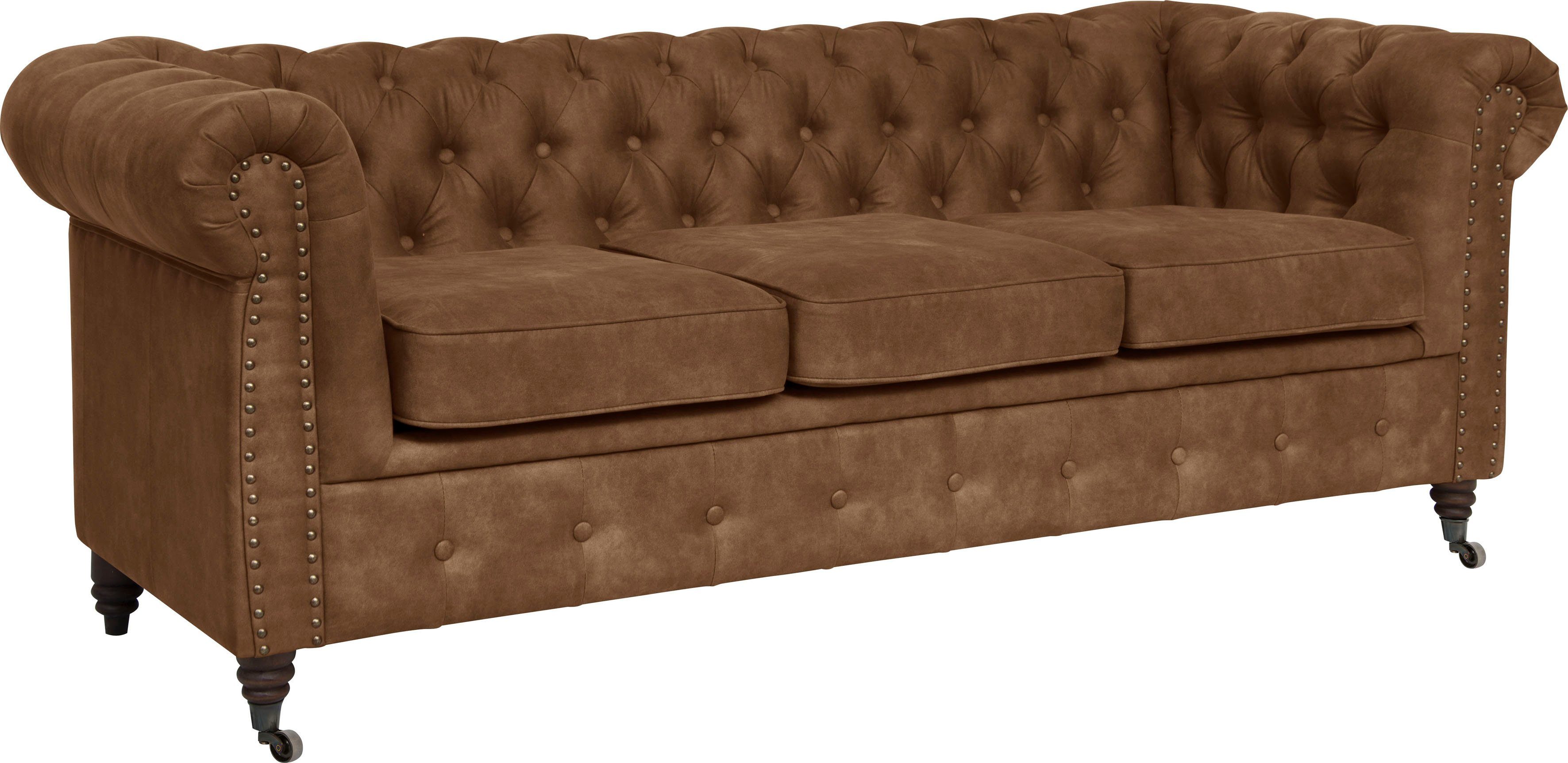 Home affaire Chesterfield-bank Aarburg luxueuze capitonnage en siernagels in chesterfield-design