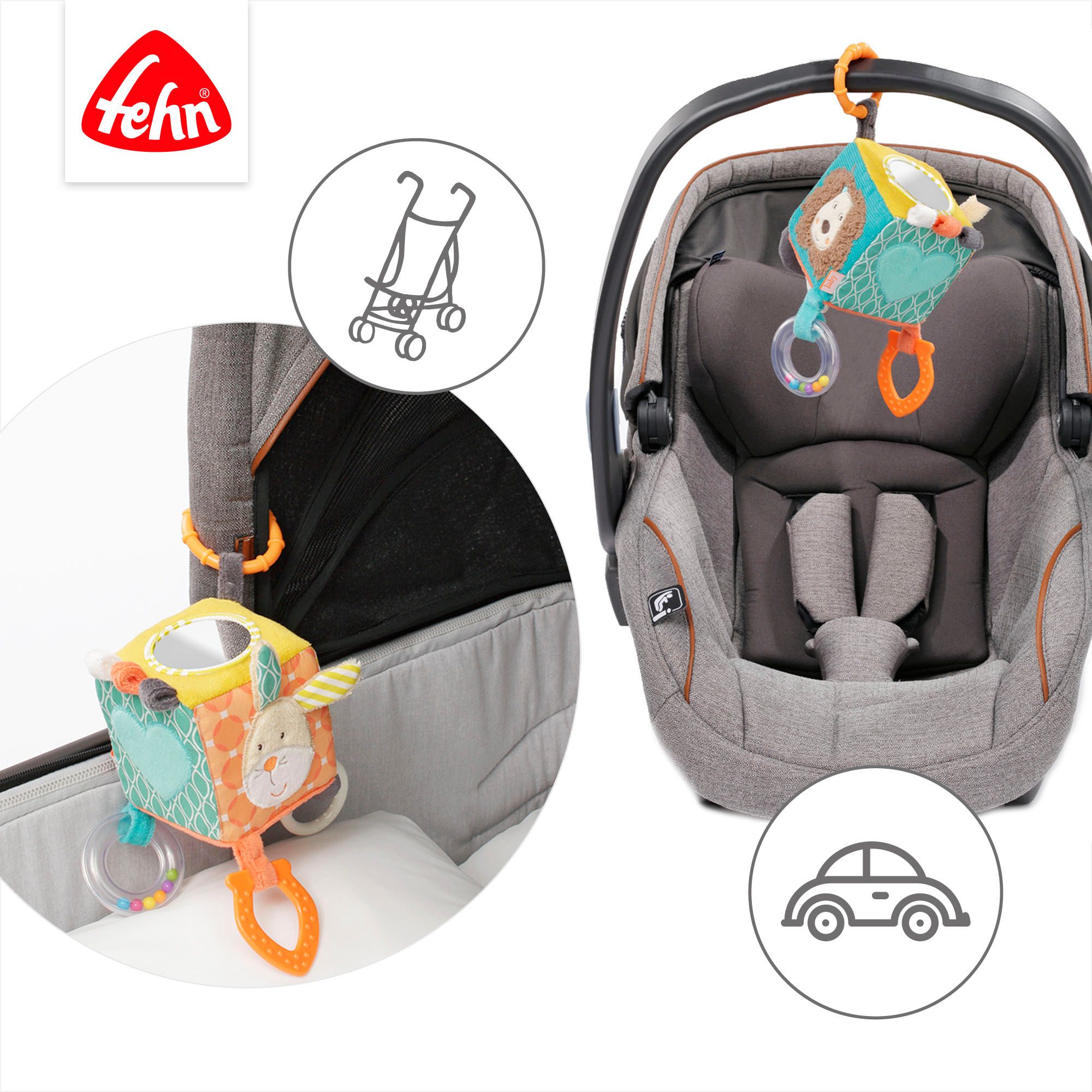 Fehn Grijpspeeltje Classic Stars, activiteit-dobbelsteen Funky Friends
