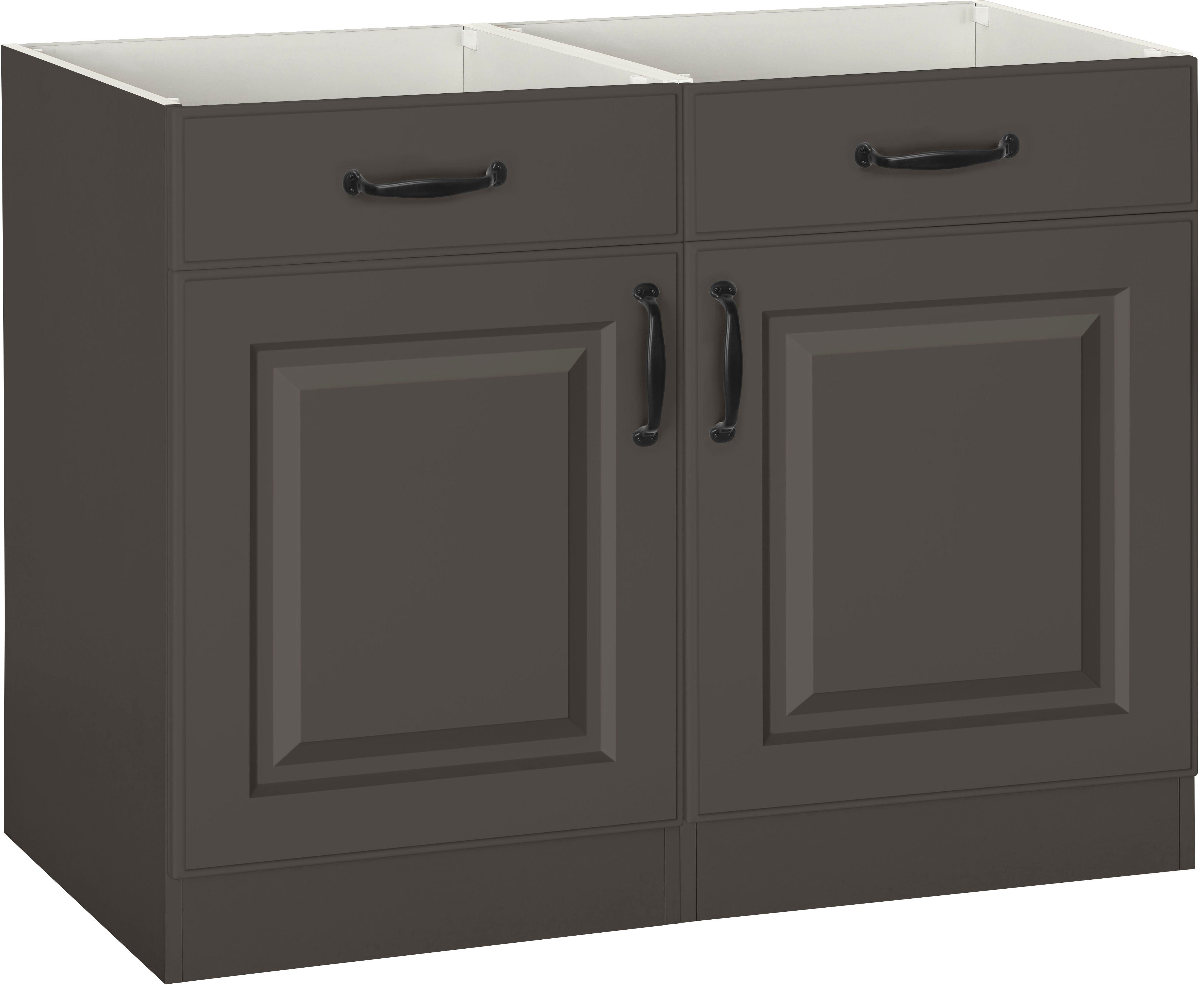 wiho Küchen Onderkast Erla 100 cm breed met paneelfront, zonder werkblad onderkasten grijs