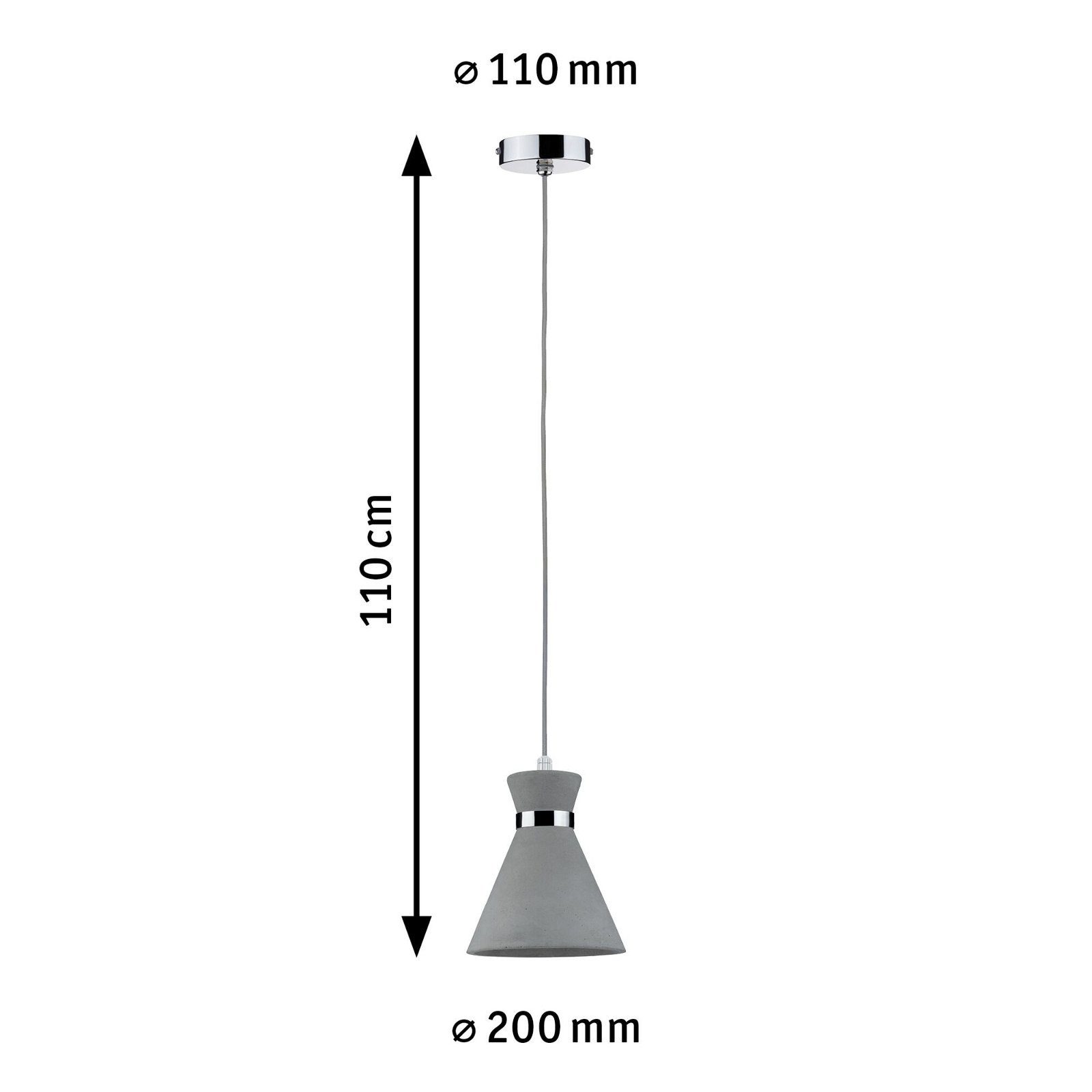 Paulmann Hanglamp Verve IP44 max. 20W Grijs/Chroom 230V Beton/Metaal (1 stuk)