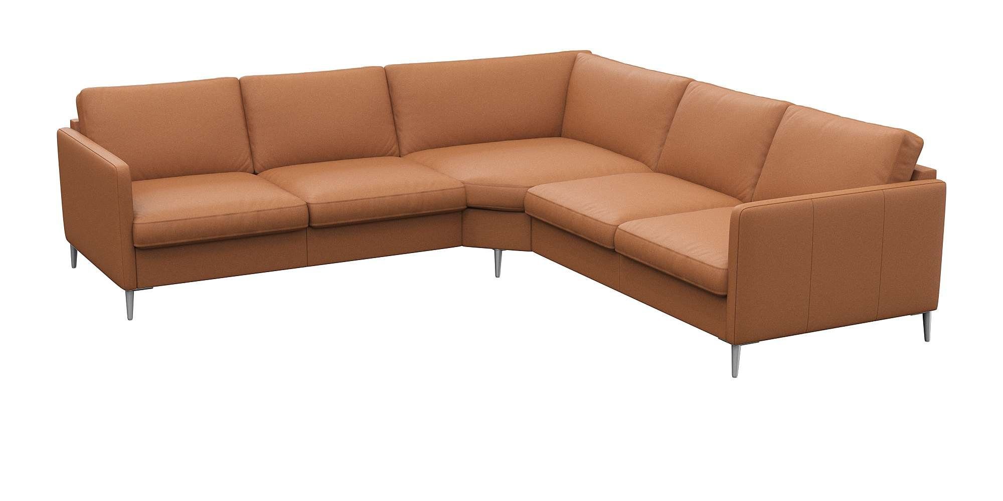 FLEXLUX Hoekbank Fiore, gelijkbenig, comfortabel door hoogwaardige zitconstructie smalle armleuningen, super zitcomfort door koudschuim, voeten van aluminium