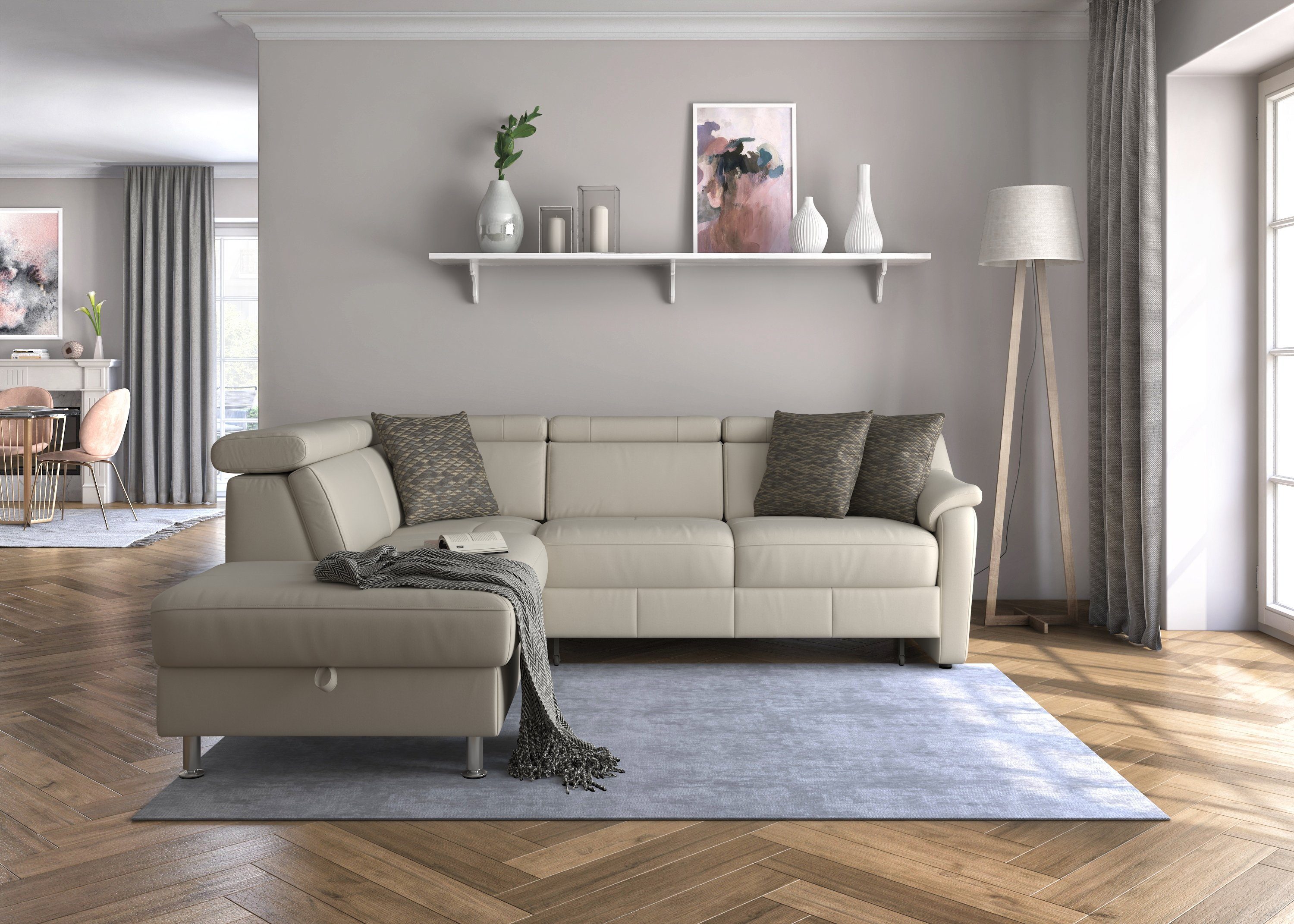 sit&more Hoekbank Freetown L-vorm met verstelbare hoofdsteun en comfortabele binnenvering