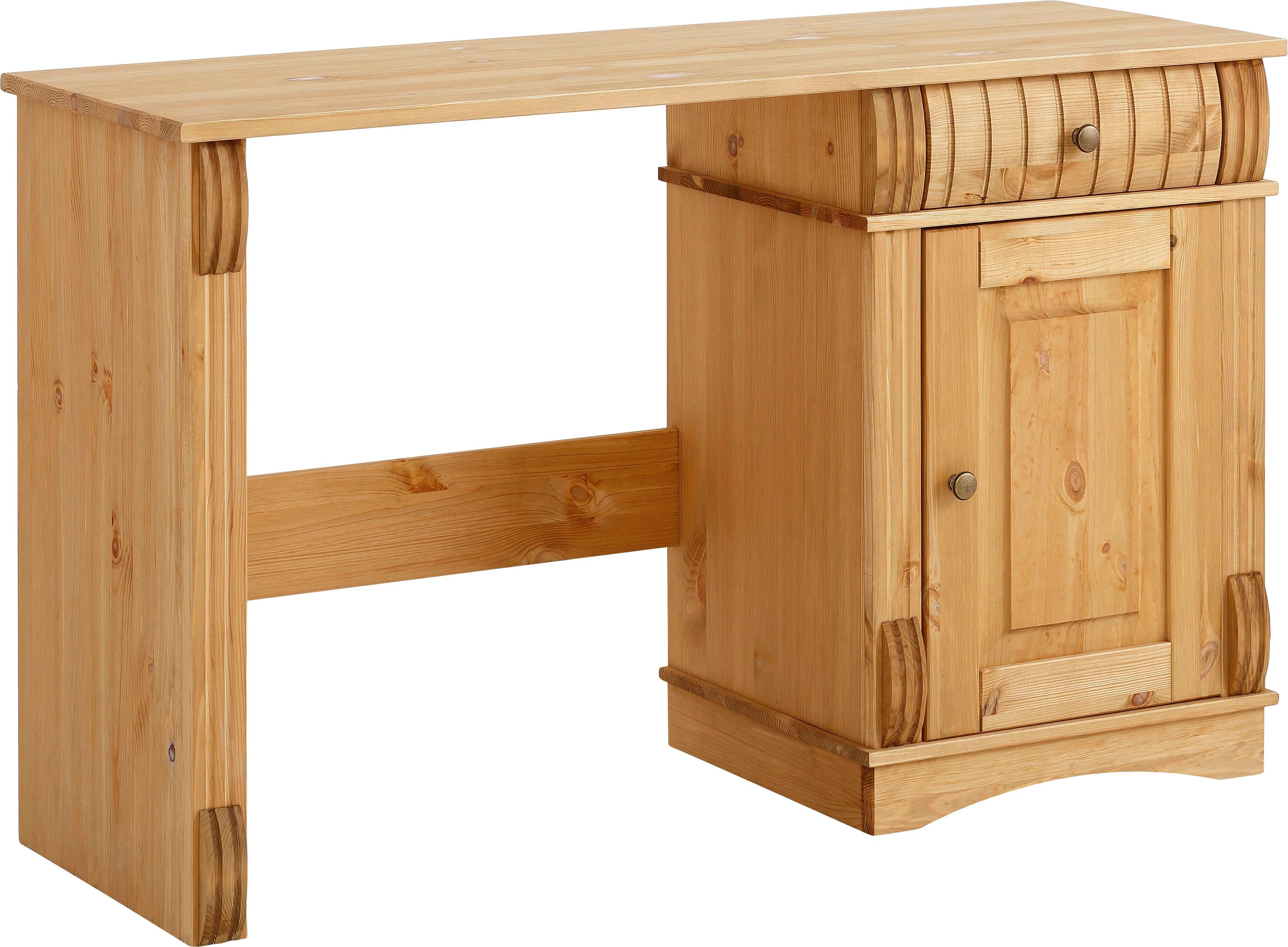 Home affaire Bureau Teresa Computertafel met lades, massief hout, breedte 120 cm