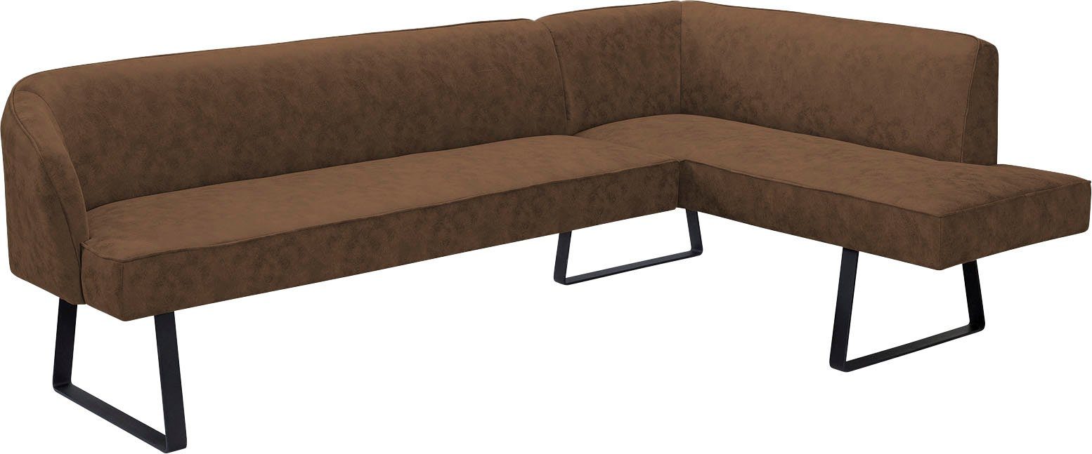 exxpo - sofa fashion Hoekbank Americano met opstaande naad en metalen poten, bekleding in verschillende kwaliteiten