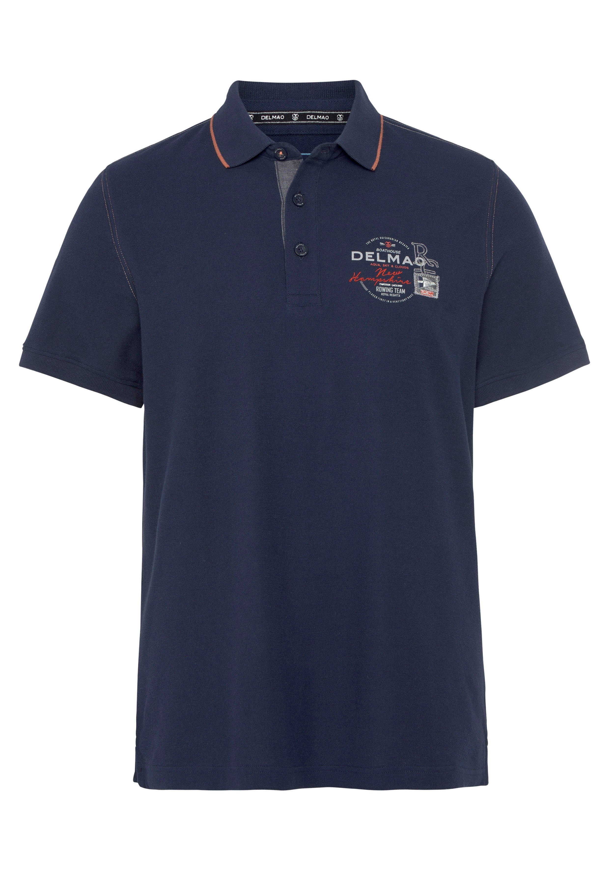 DELMAO Poloshirt Korte mouwen, met ribgebreide manchetten, polokraag