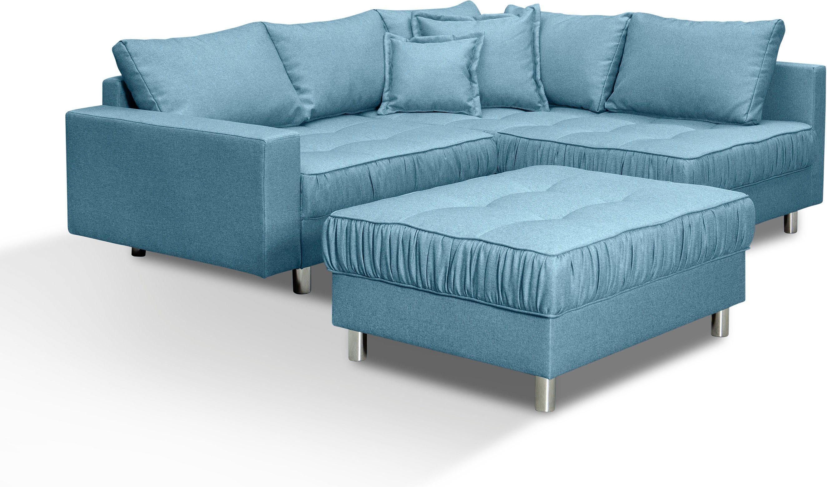 COLLECTION AB Hoekbank Cannes L-vorm met hocker, inclusief slaapfunctie