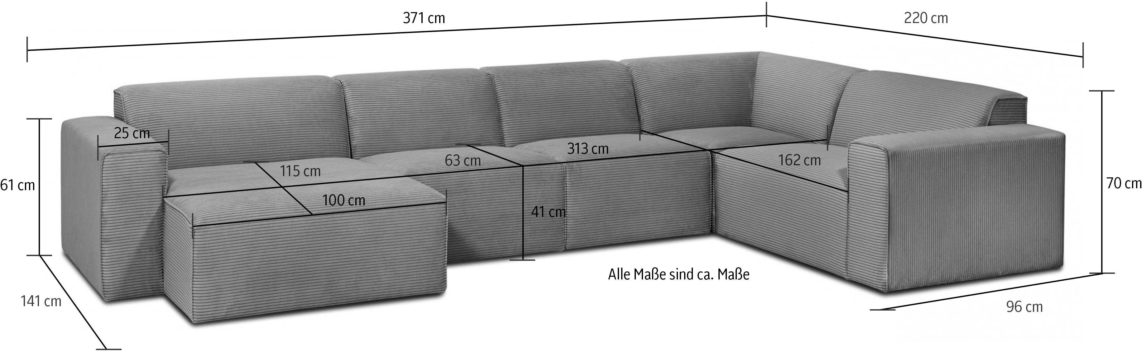 INOSIGN Zithoek Clayton in een trendy ribfluwelen bekleding, diverse combinaties mogelijk