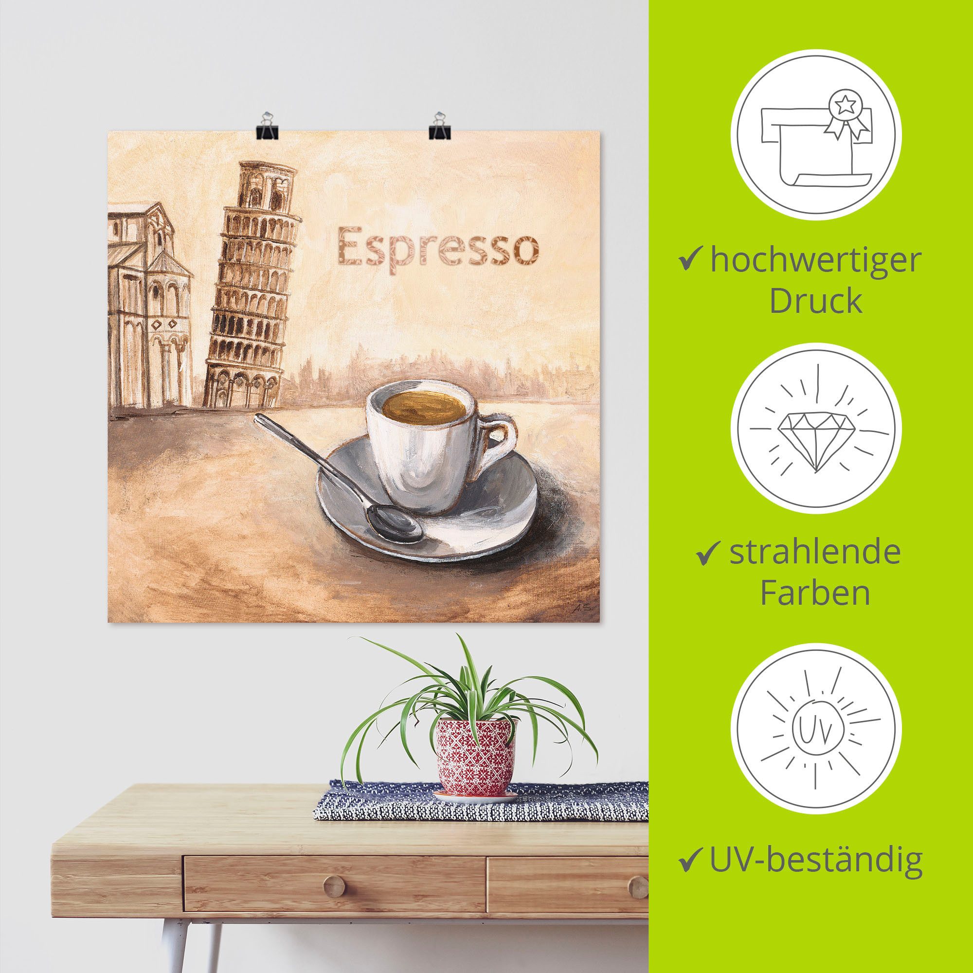 Artland Artprint Espresso in Pisa als artprint op linnen, poster in verschillende formaten maten