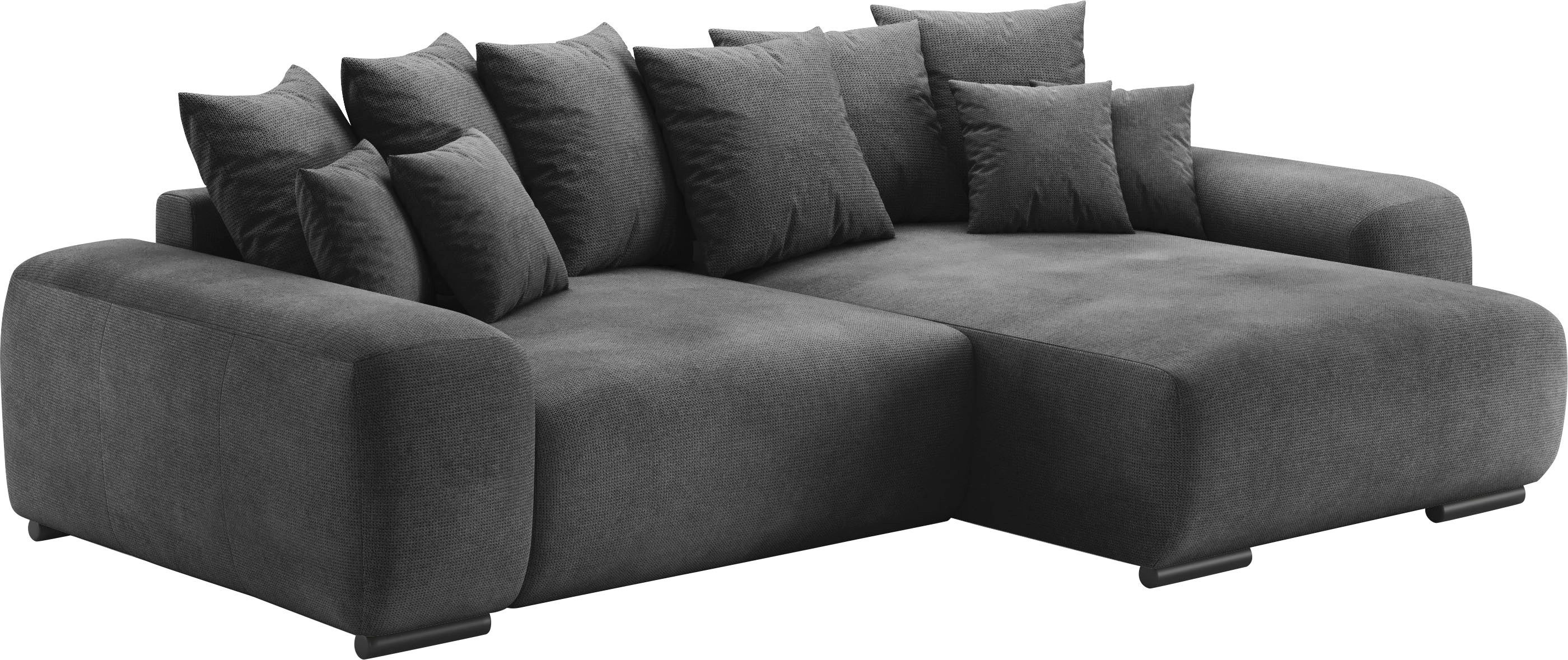 Mr. Couch Hoekbank Sundance L-vorm Doorlopende slaper met EasyBett-slaapfunctie, bedlade zwart, hoekbanken, Breedte ligoppervlak: 0 cm, Lengte