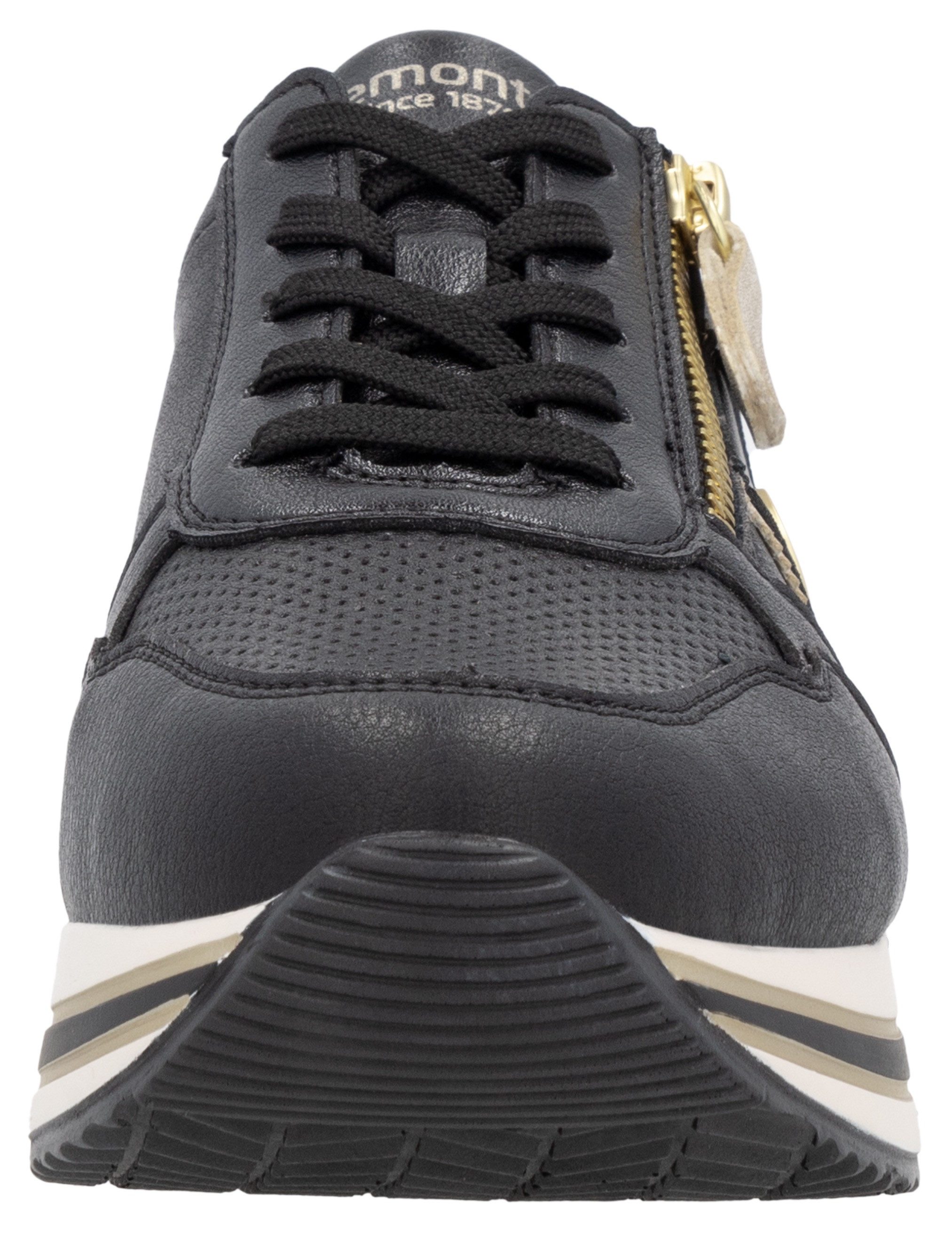 Remonte Plateausneakers , vrijetijdsschoen, lage schoen, veterschoen met zijrits